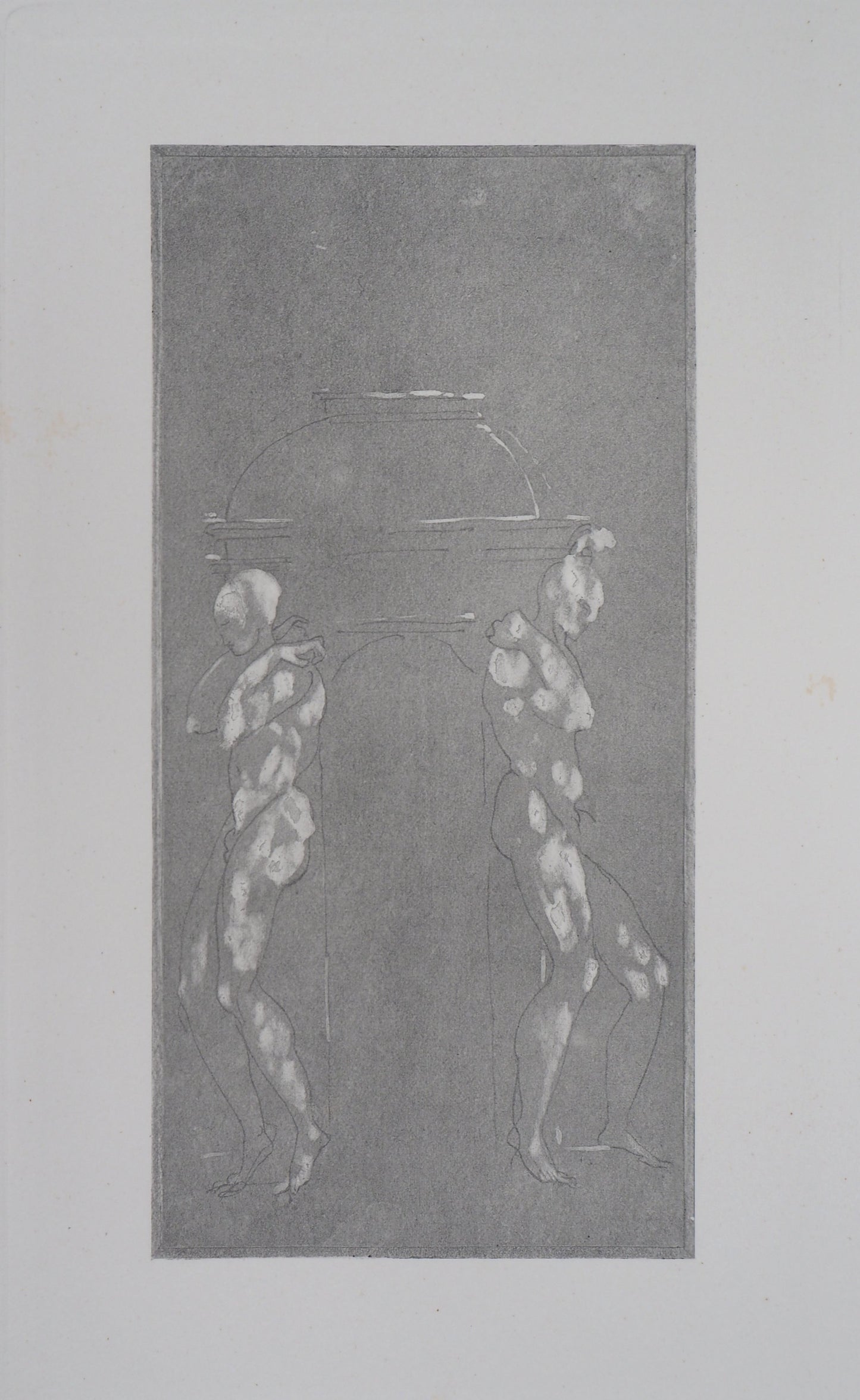 Auguste RODIN : Figures supportant un piédestal - Gravure