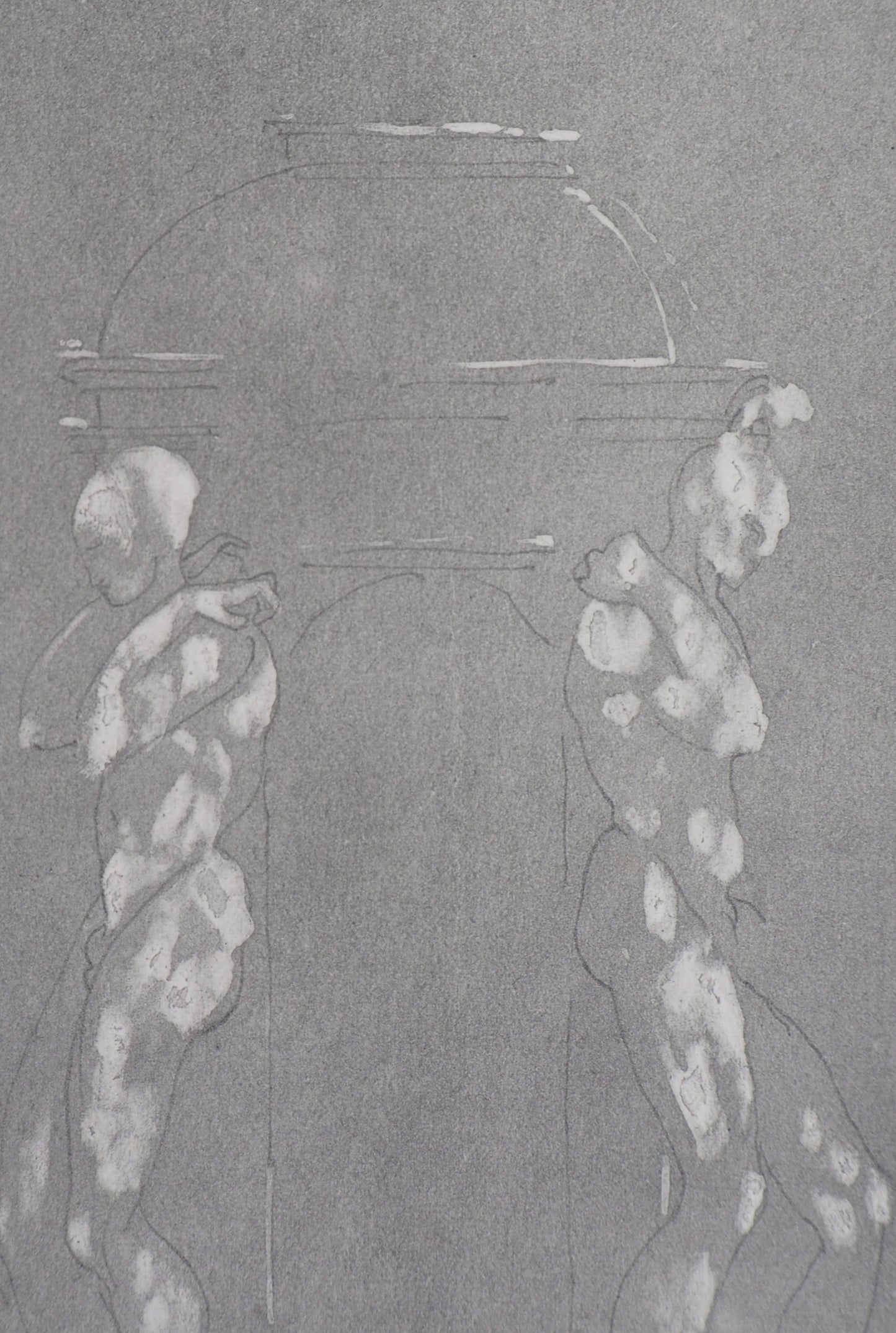 Auguste RODIN : Figures supportant un piédestal - Gravure