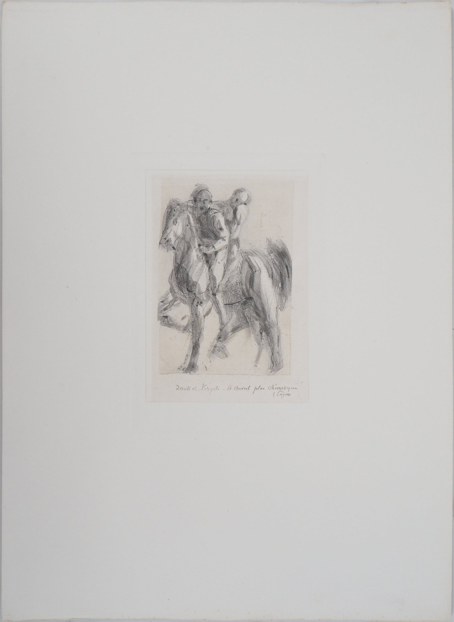 Auguste RODIN : Dante et Virgile sur un cheval chimérique - Gravure