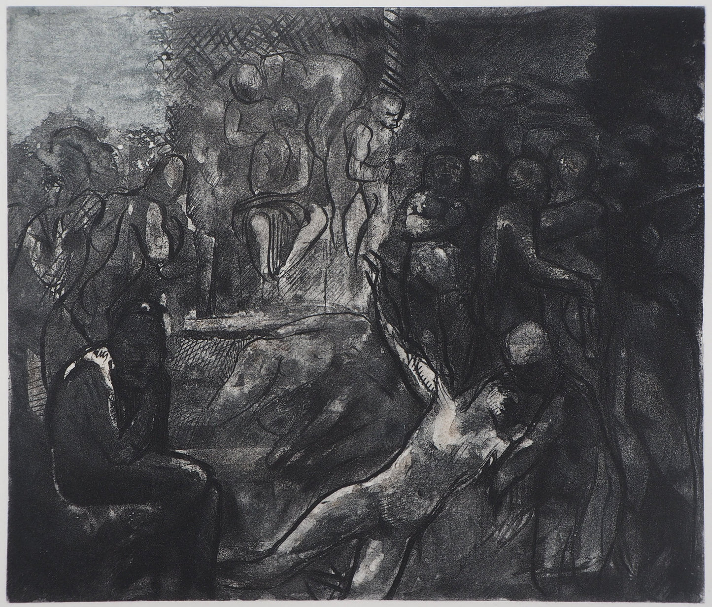 Auguste RODIN : Minos sur son trône - Gravure
