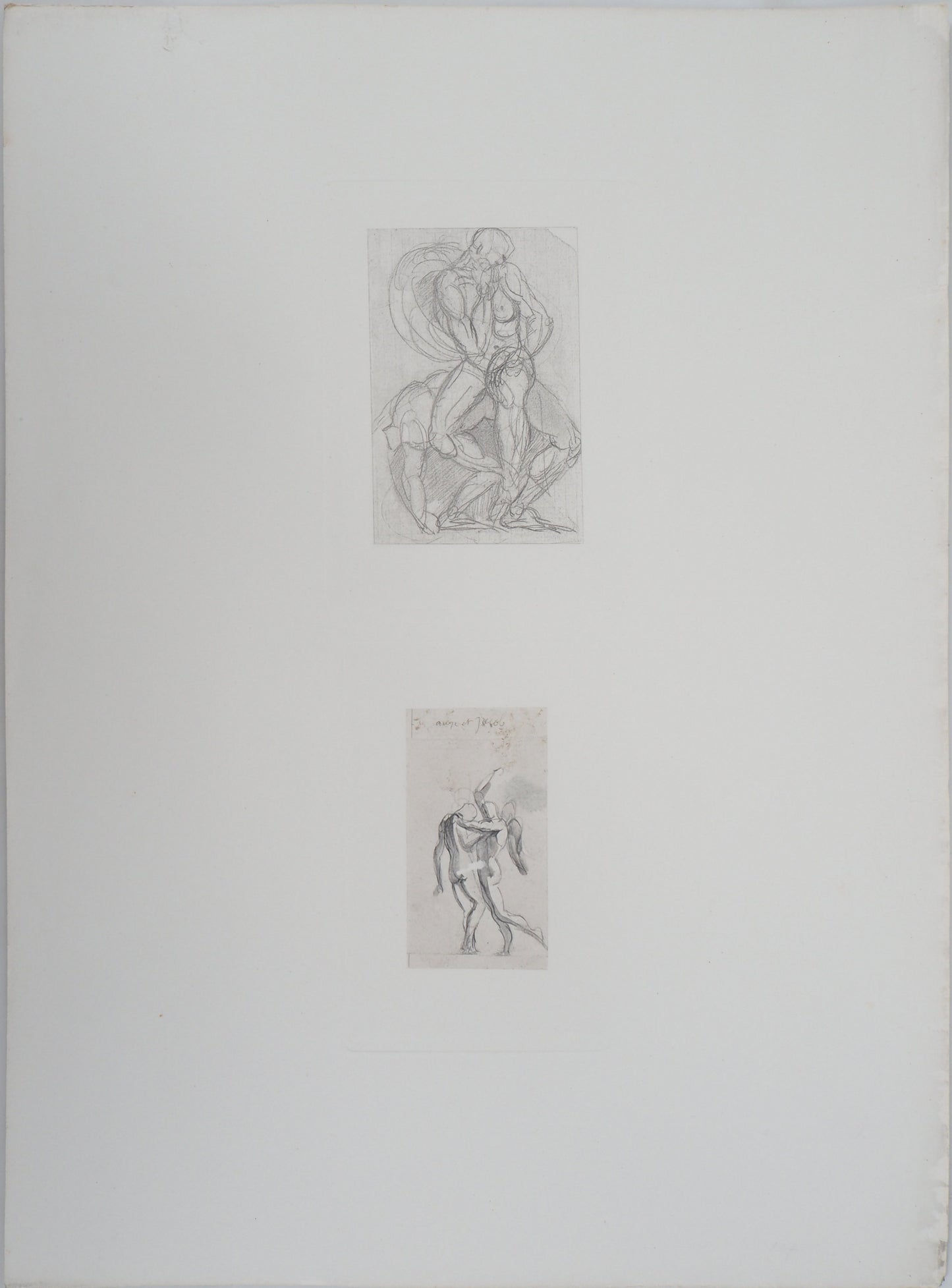 Auguste RODIN : Ombres et Lutte de Jacob avec l'ange - Gravure