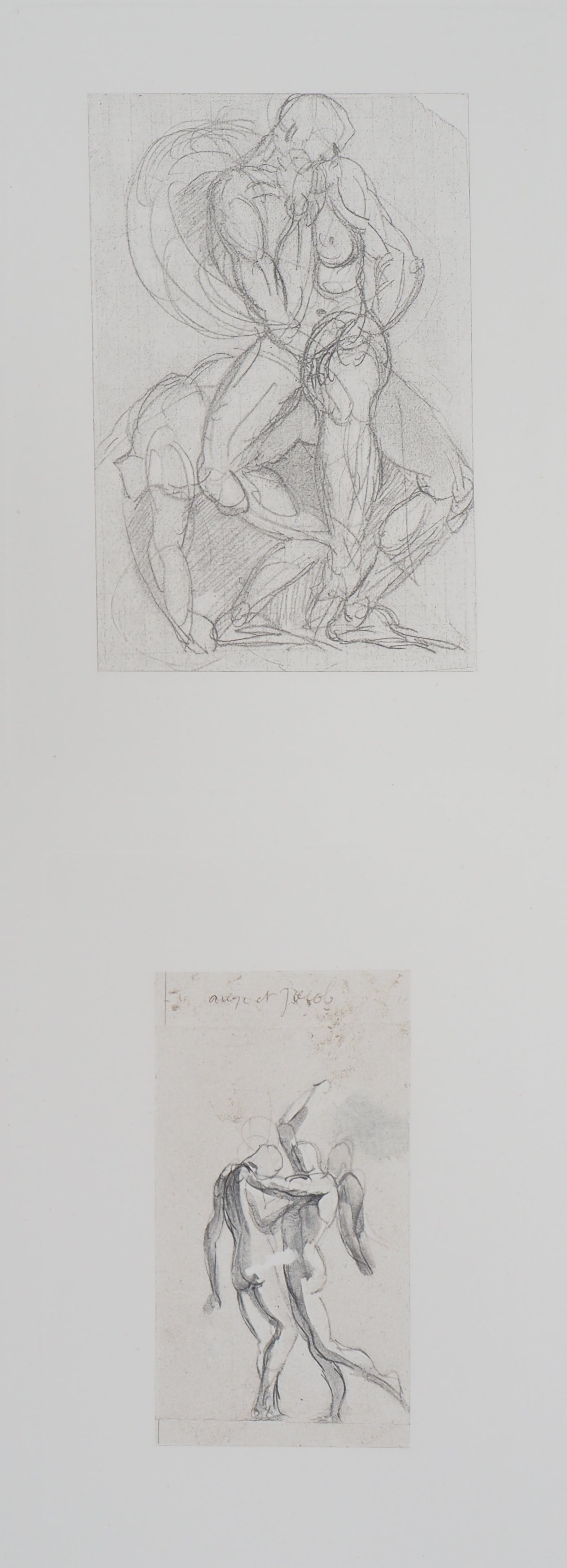 Auguste RODIN : Ombres et Lutte de Jacob avec l'ange - Gravure