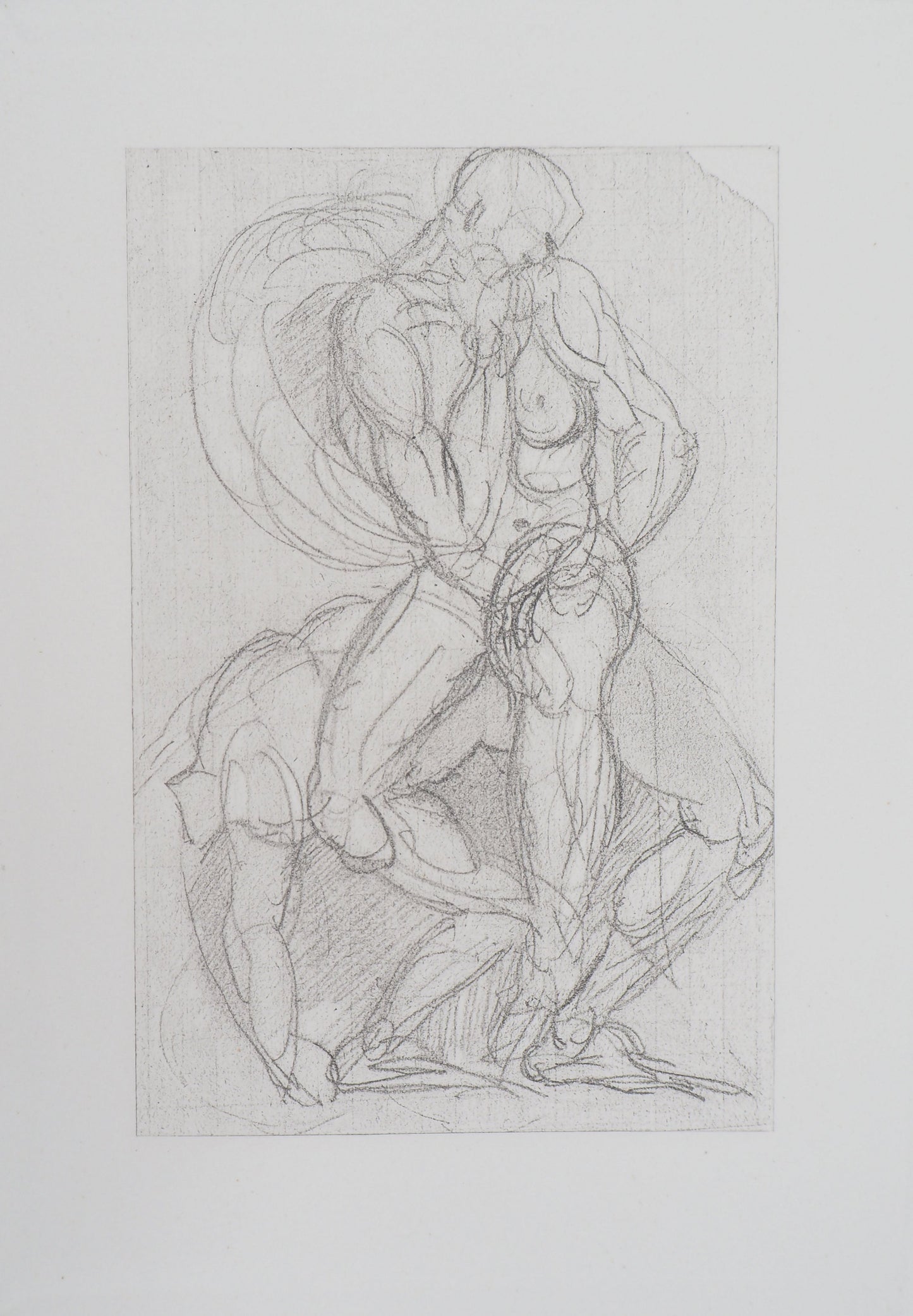 Auguste RODIN : Ombres et Lutte de Jacob avec l'ange - Gravure