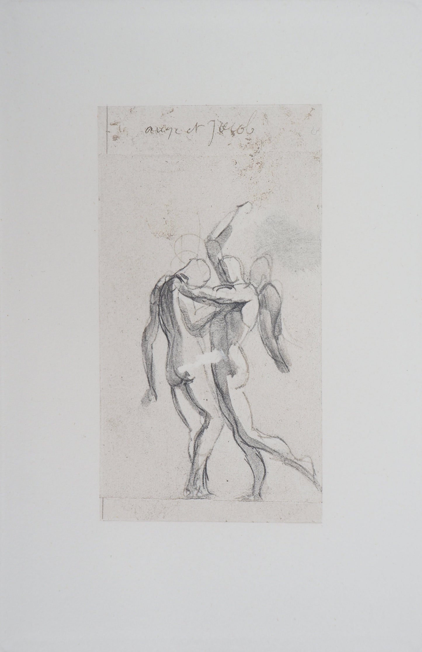 Auguste RODIN : Ombres et Lutte de Jacob avec l'ange - Gravure
