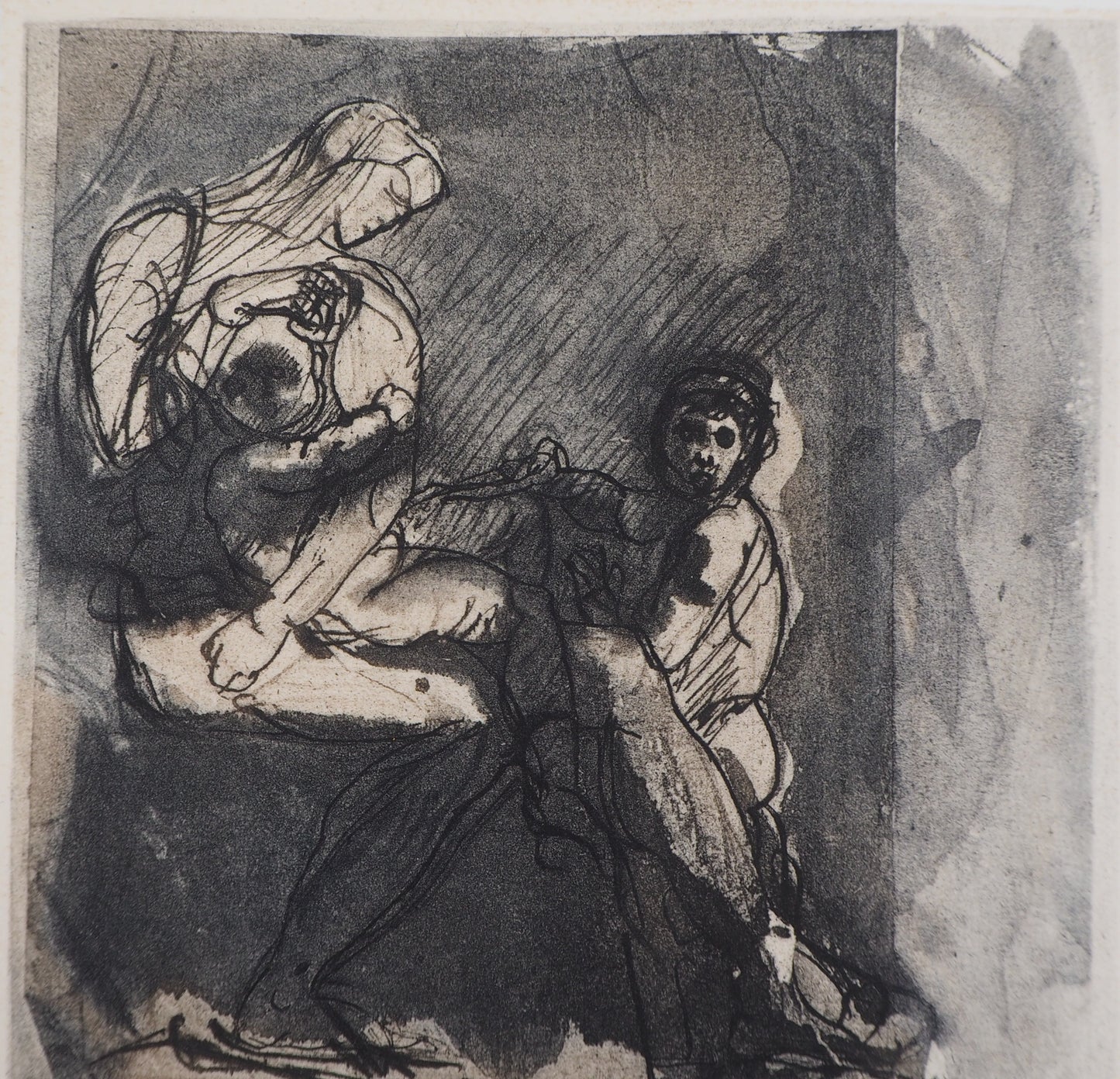 Auguste RODIN : Scène familiale - Gravure