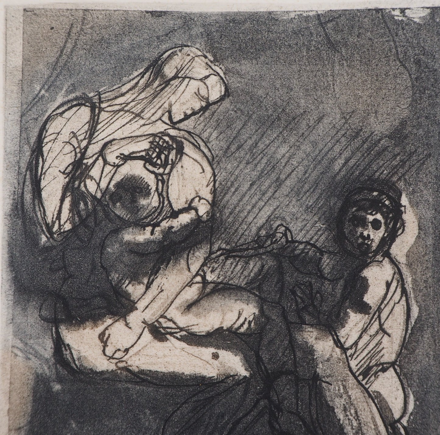 Auguste RODIN : Scène familiale - Gravure