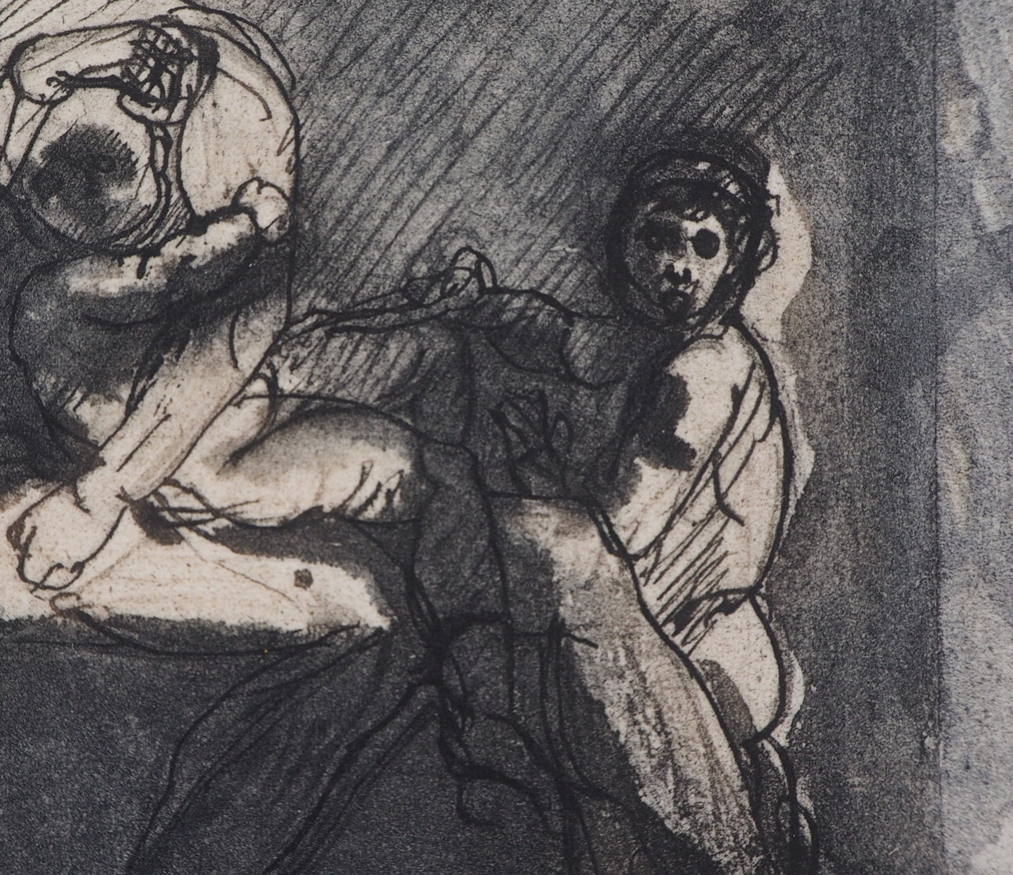 Auguste RODIN : Scène familiale - Gravure