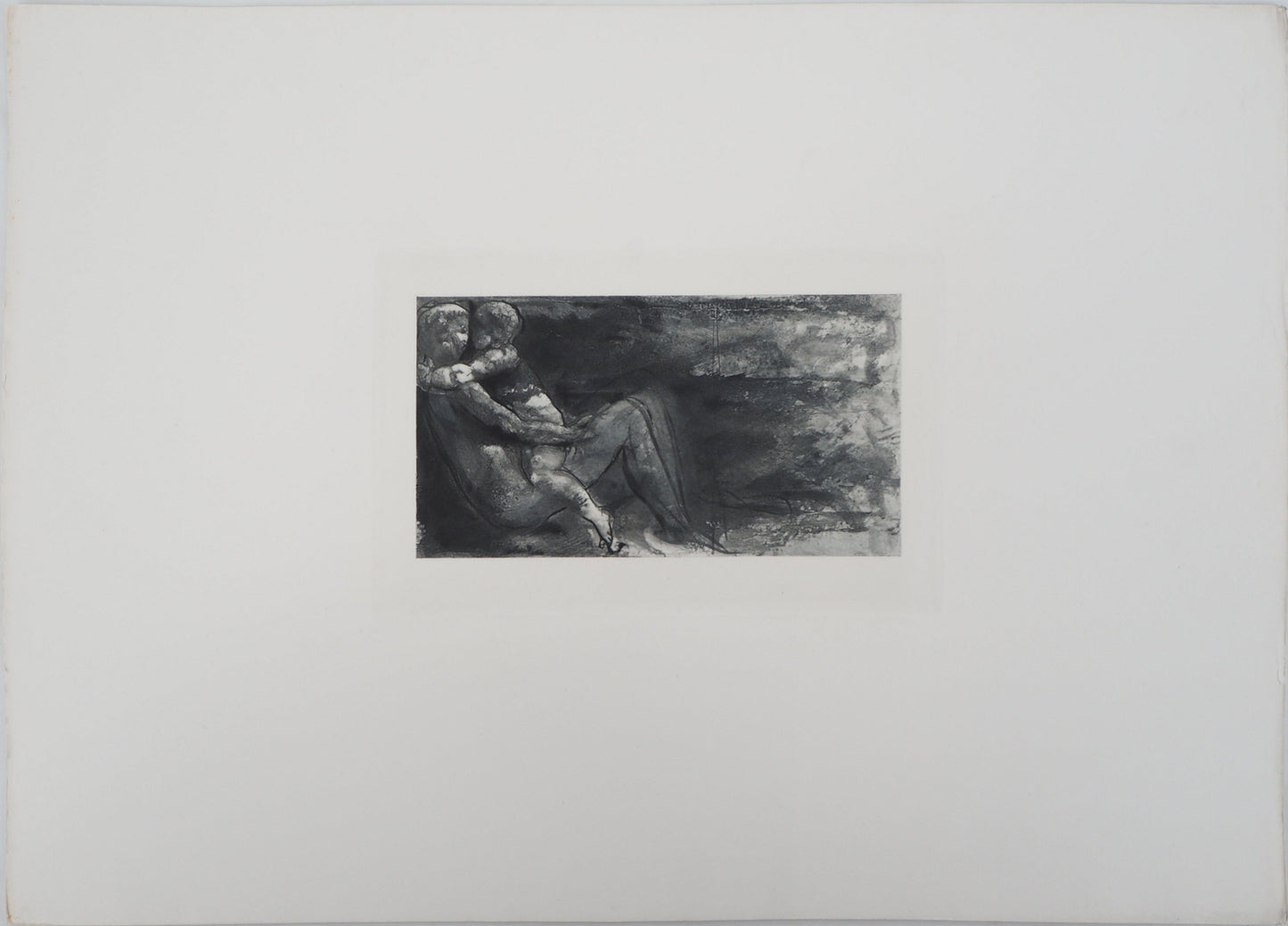Auguste RODIN : Femme et enfant allongés - Gravure