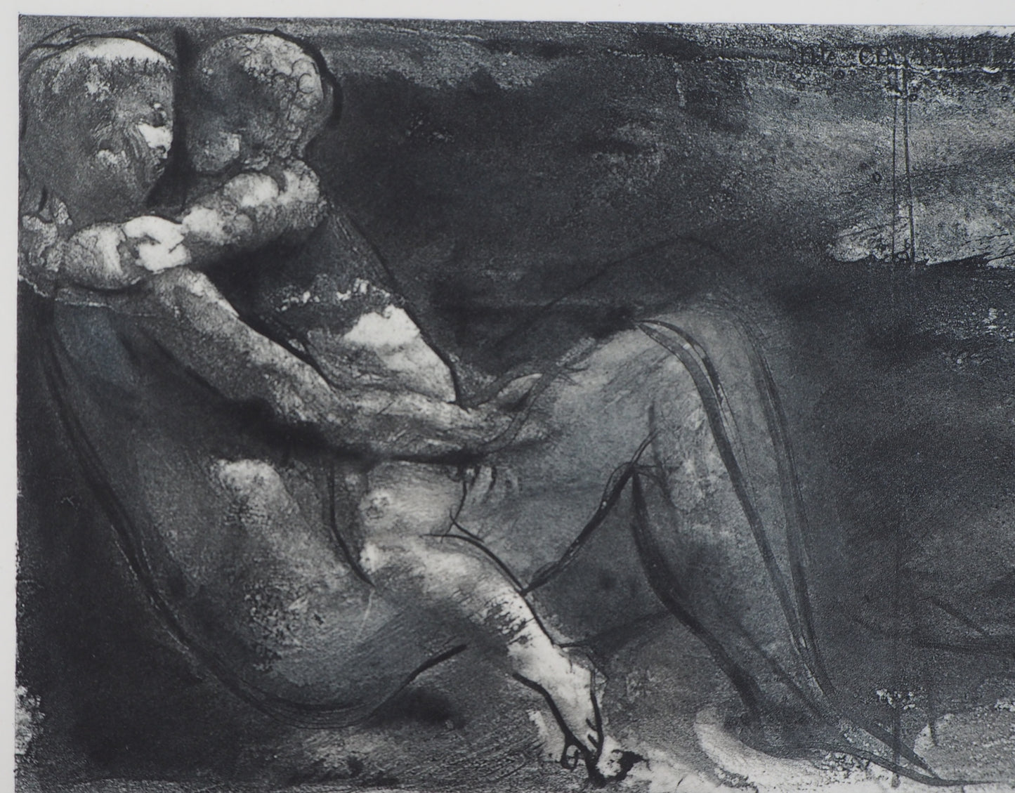 Auguste RODIN : Femme et enfant allongés - Gravure