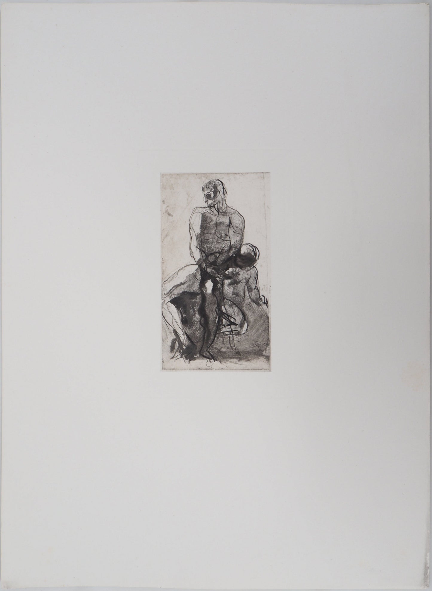 Auguste RODIN : Père et enfant - Gravure