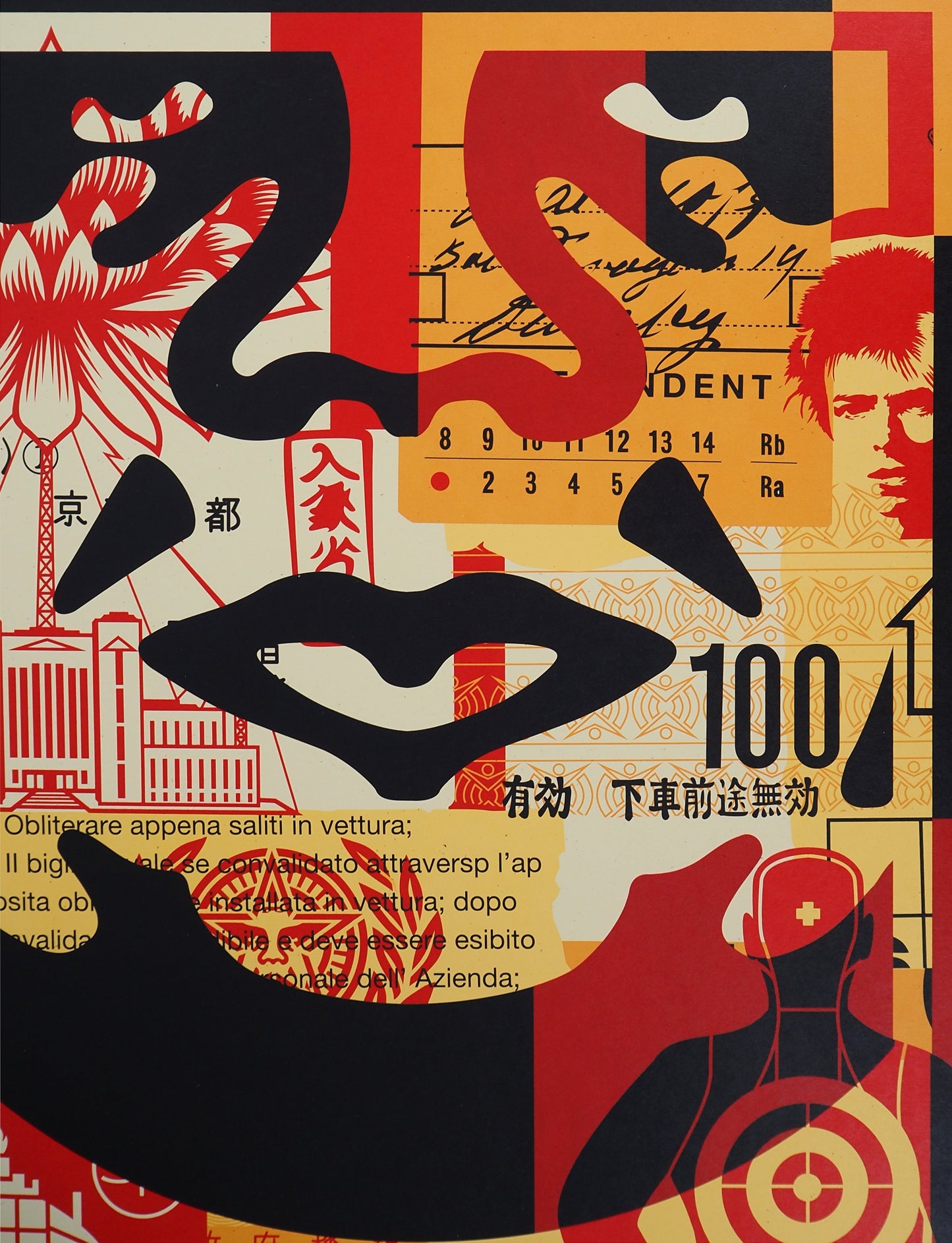 Shepard FAIREY (OBEY) : Face collage III - Lithographie originale signée