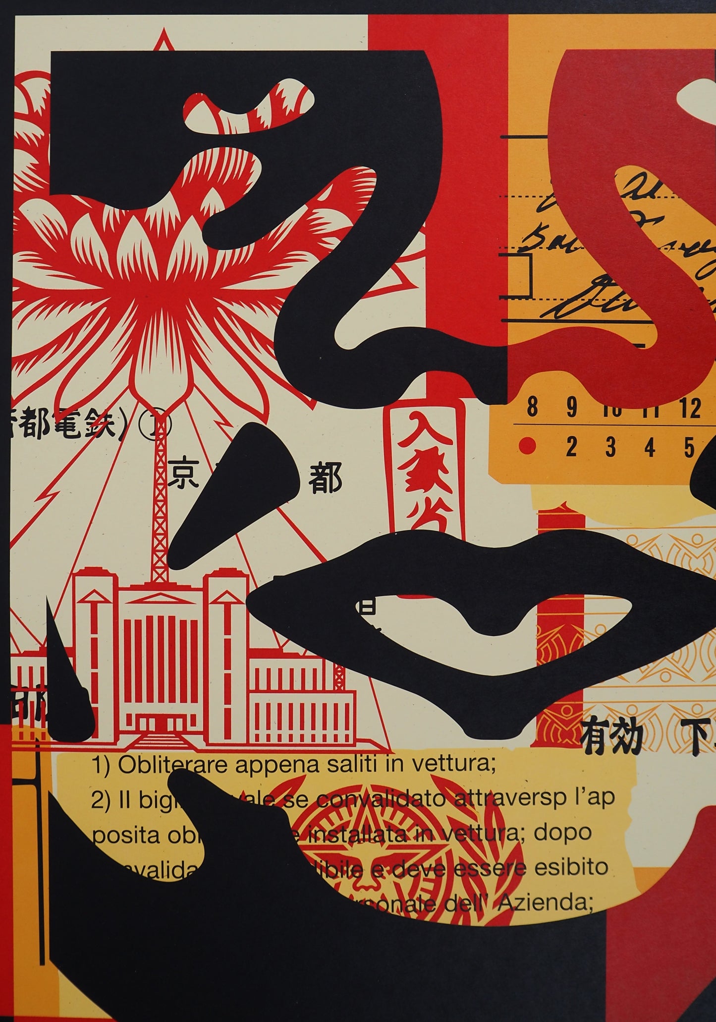 Shepard FAIREY (OBEY) : Face collage III - Lithographie originale signée