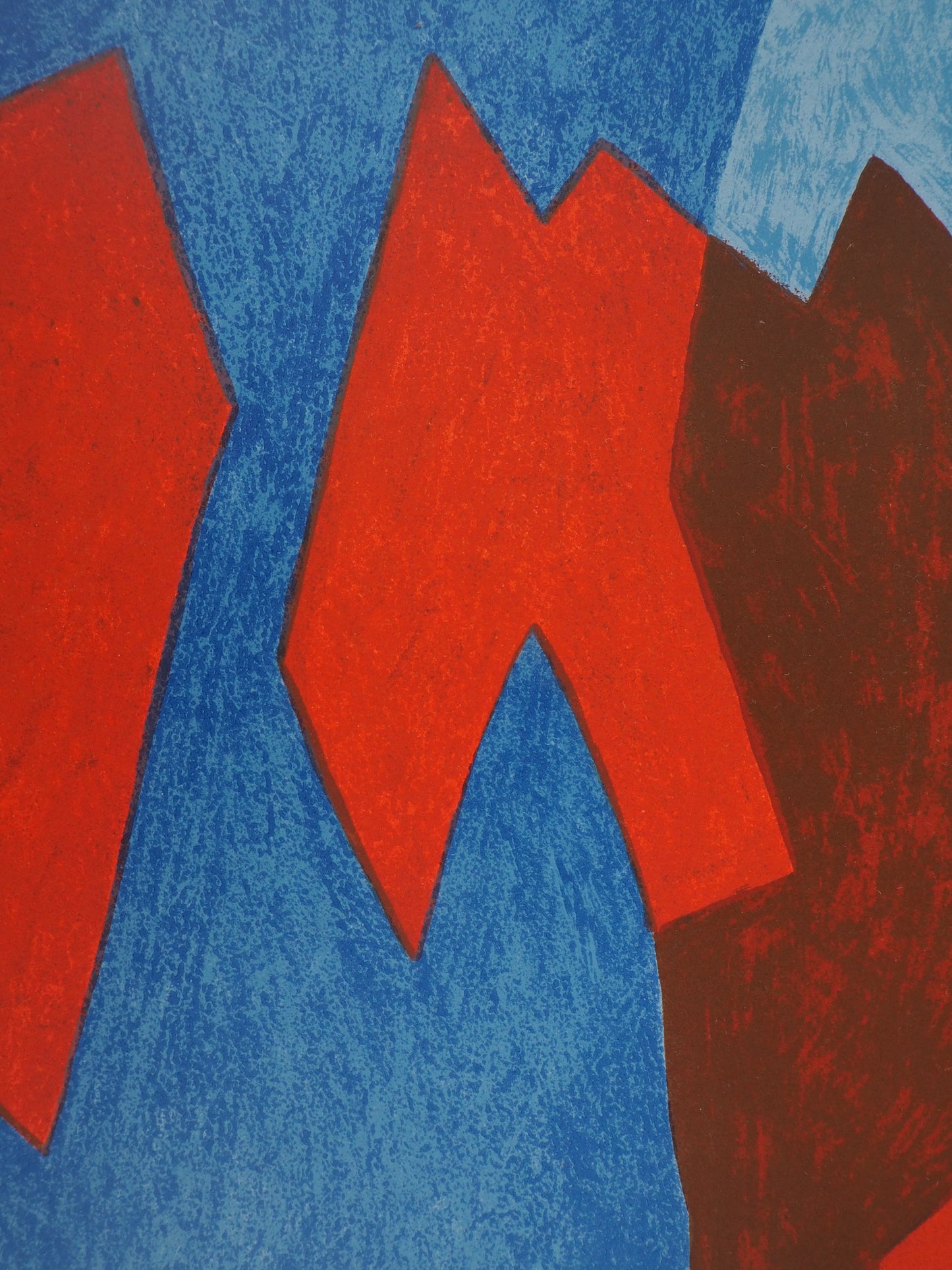 Serge POLIAKOFF : Composition bleue et rouge - Lithographie originale