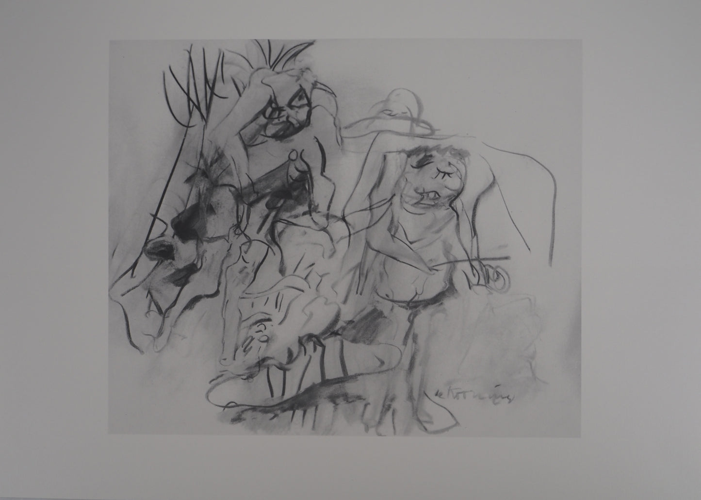 Willem DE KOONING : Personnages fauves dans le paysage - Lithographie signée