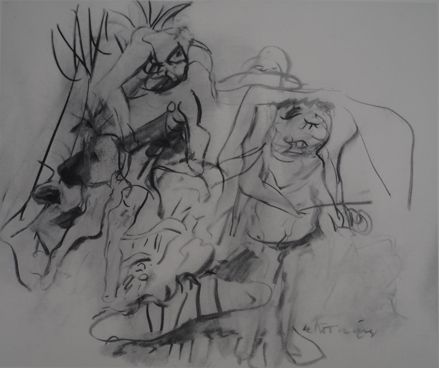 Willem DE KOONING : Personnages fauves dans le paysage - Lithographie signée