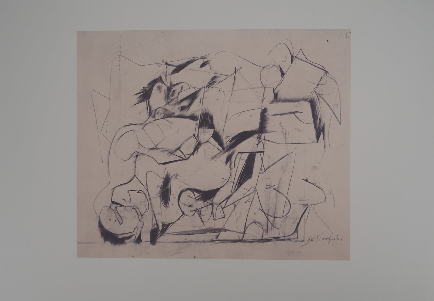 Willem DE KOONING : Abstraction en noir et blanc - Lithographie signée