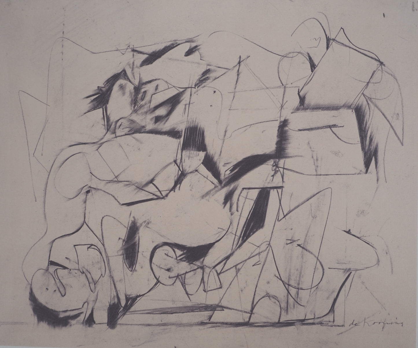 Willem DE KOONING : Abstraction en noir et blanc - Lithographie signée