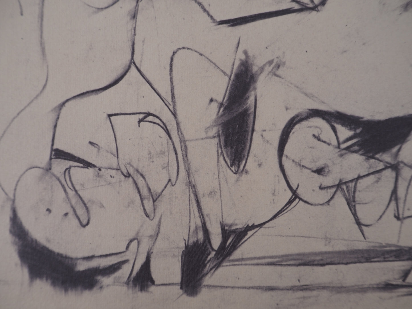 Willem DE KOONING : Abstraction en noir et blanc - Lithographie signée