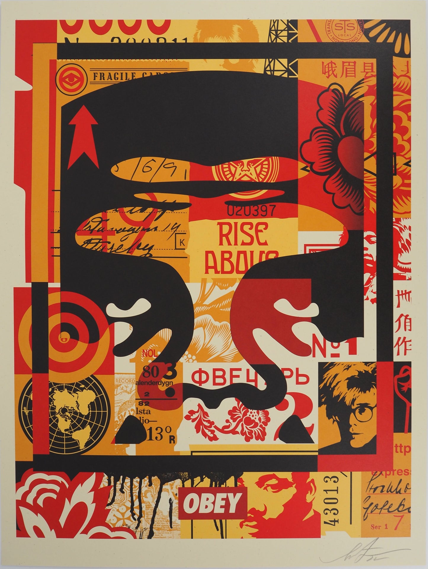 Shepard FAIREY (OBEY) : Face collage I - Lithographie originale signée