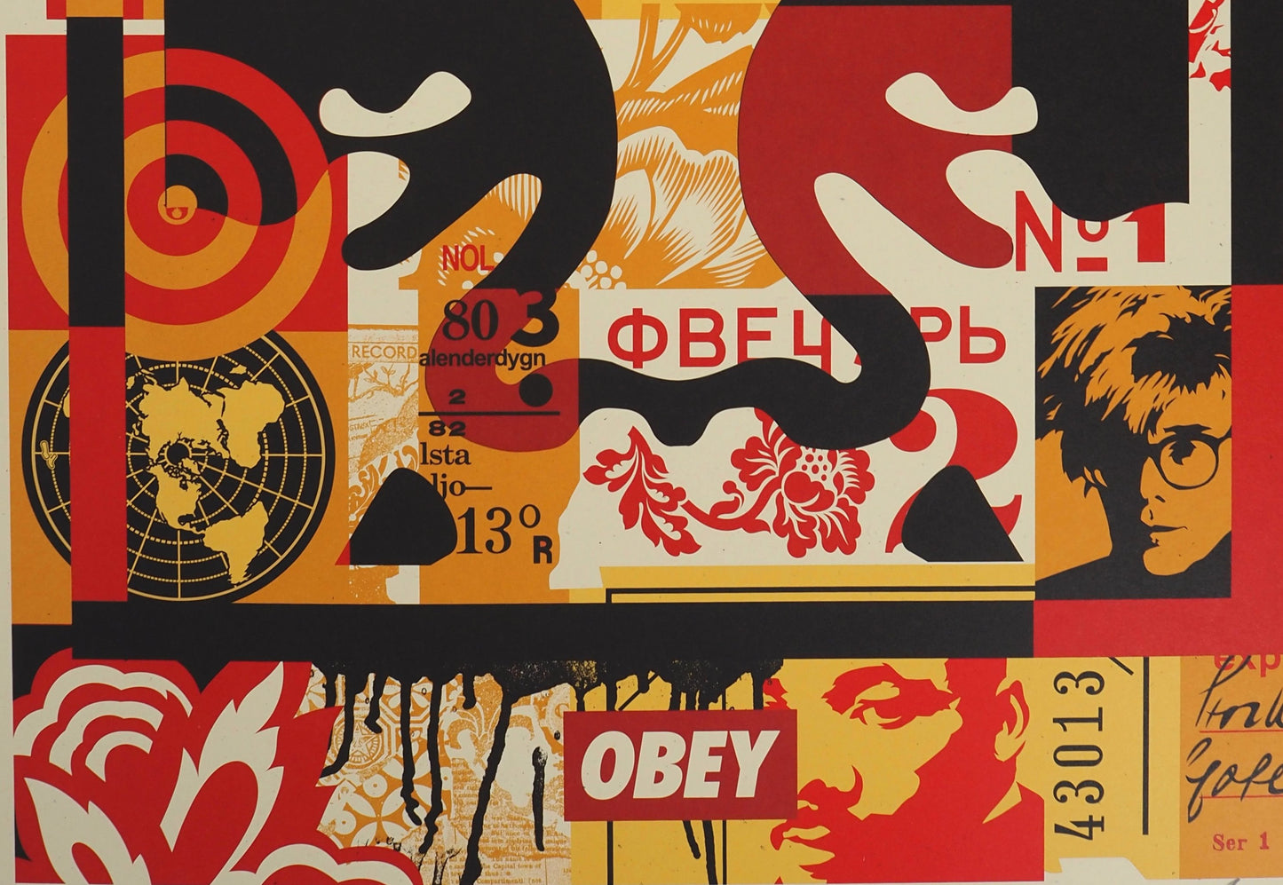 Shepard FAIREY (OBEY) : Face collage I - Lithographie originale signée