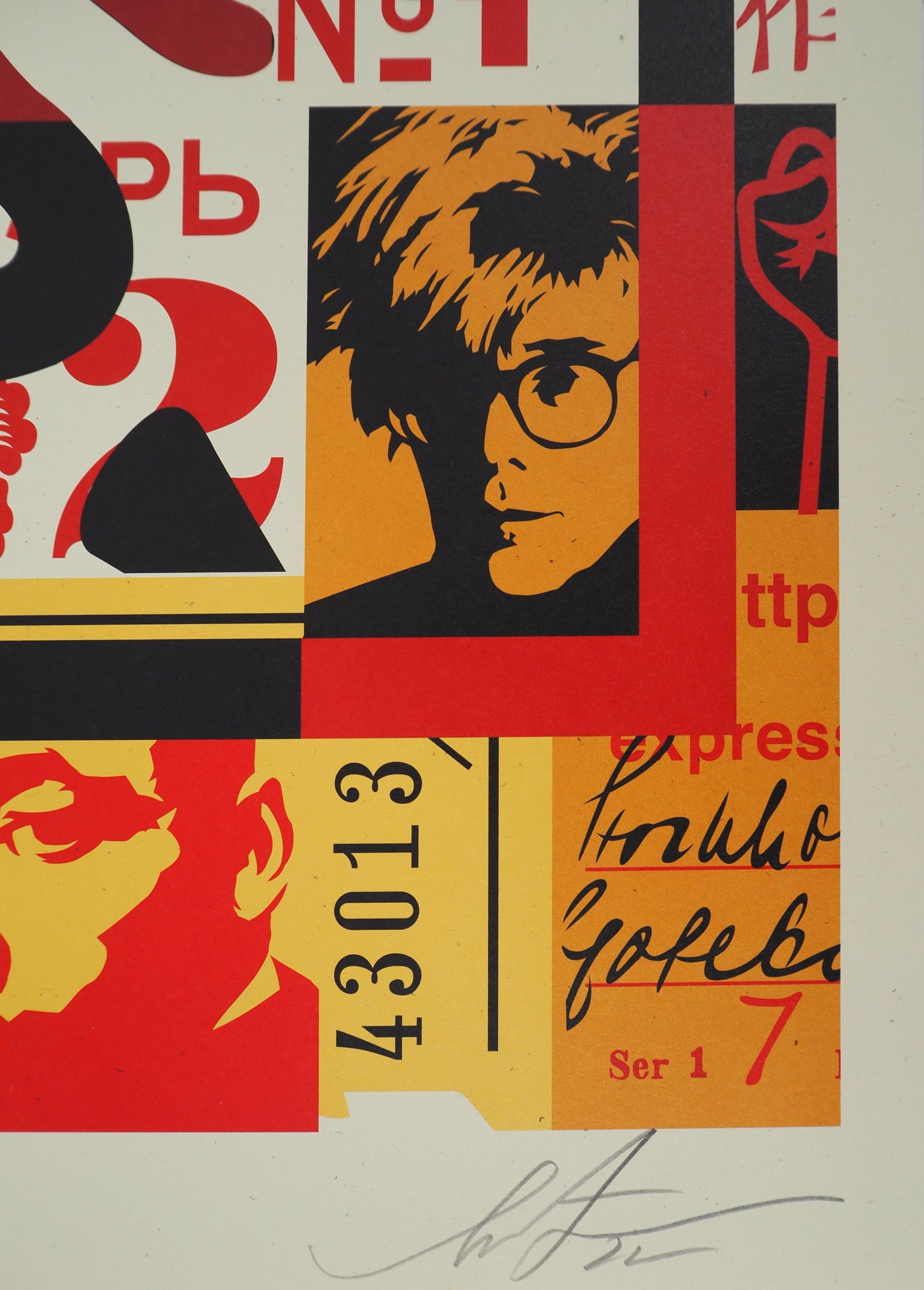 Shepard FAIREY (OBEY) : Face collage I - Lithographie originale signée