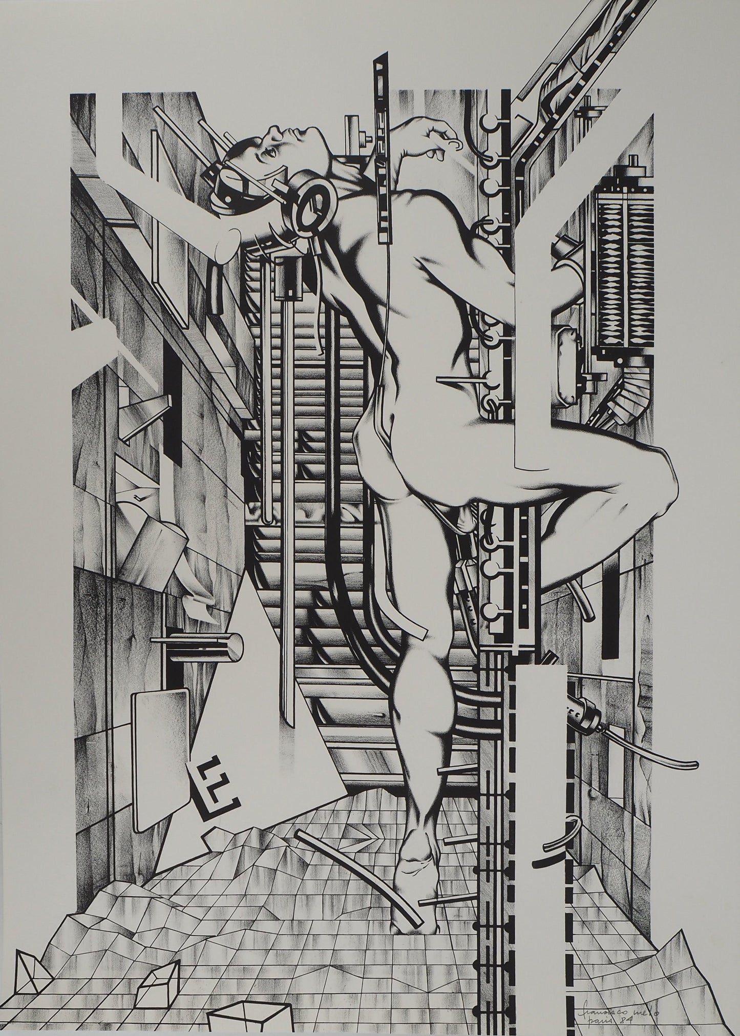 Francisco MELO : Nu futuriste - Lithographie originale signée