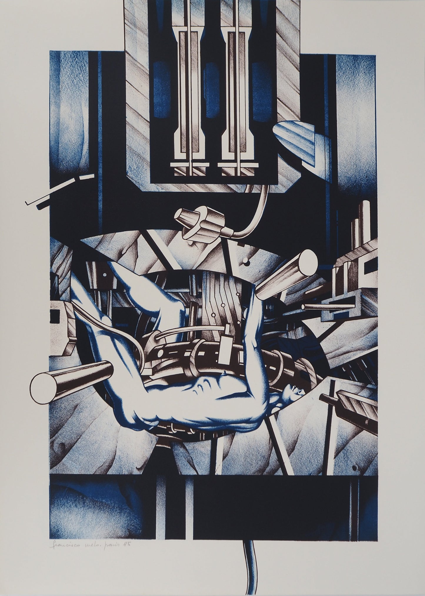 Francisco MELO : Composition mécanique - Lithographie originale signée