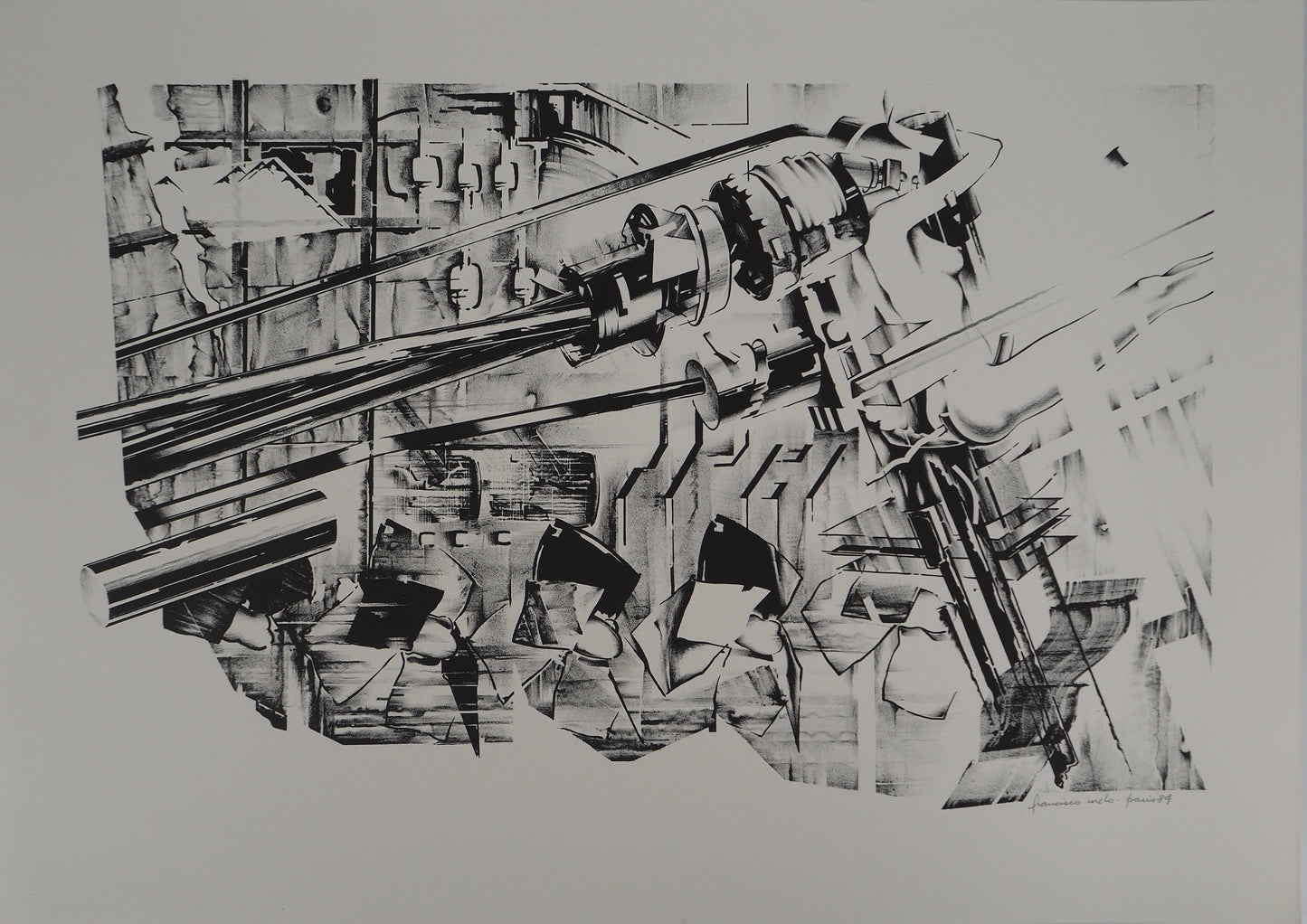 Francisco MELO : Composition futuriste - Lithographie originale signée