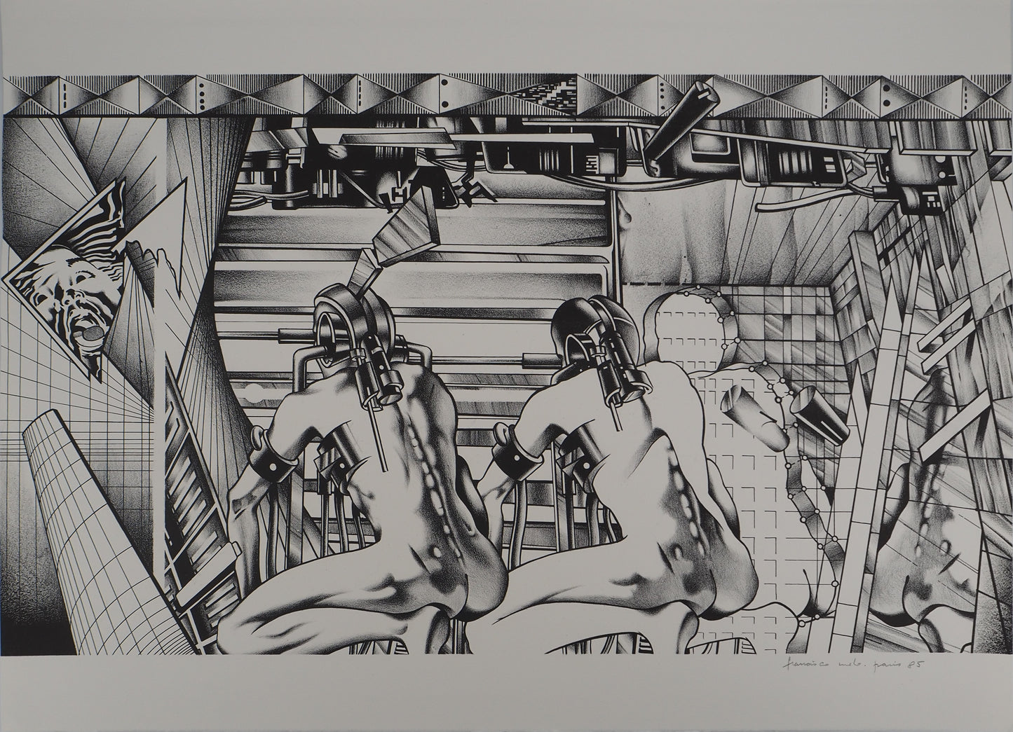 Francisco MELO : Guerriers futuristes - Lithographie originale signée