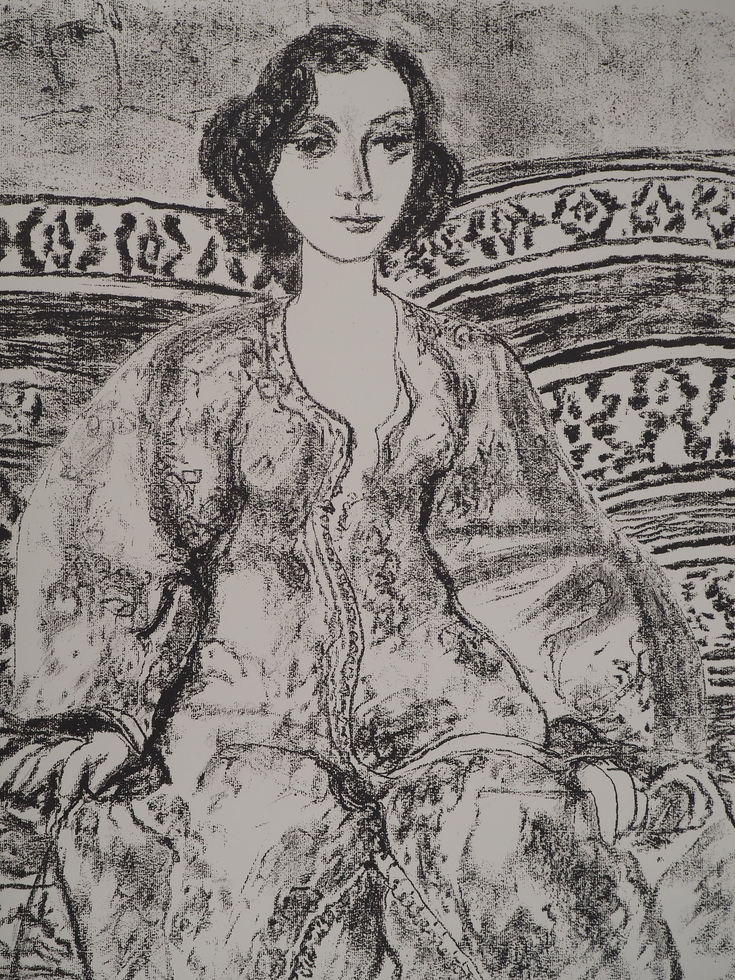 Leopoldo PRESAS : Jeune femme sur le sofa - Lithographie originale signée
