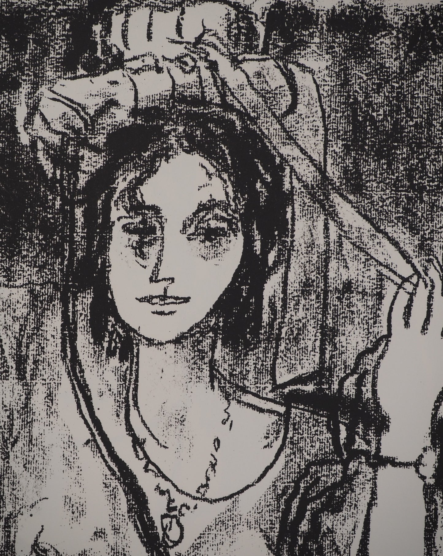 Leopoldo PRESAS : Jeune femme au chapeau - Lithographie originale signée