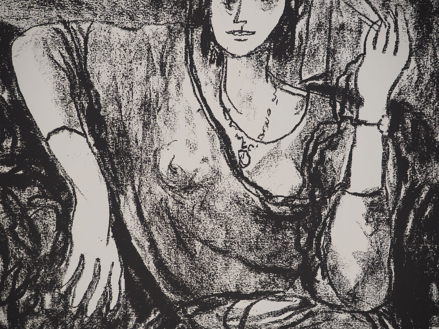 Leopoldo PRESAS : Jeune femme au chapeau - Lithographie originale signée