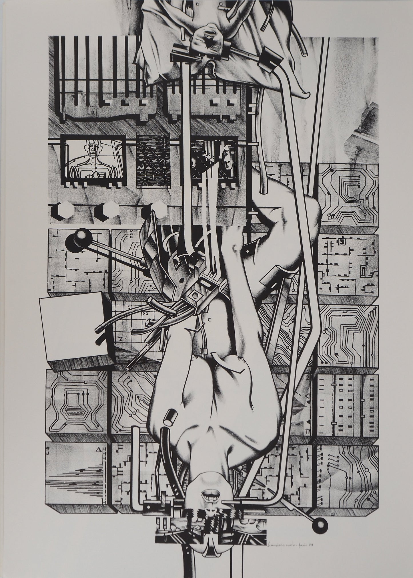 Francisco MELO : Nu féminin futuriste - Lithographie originale signée