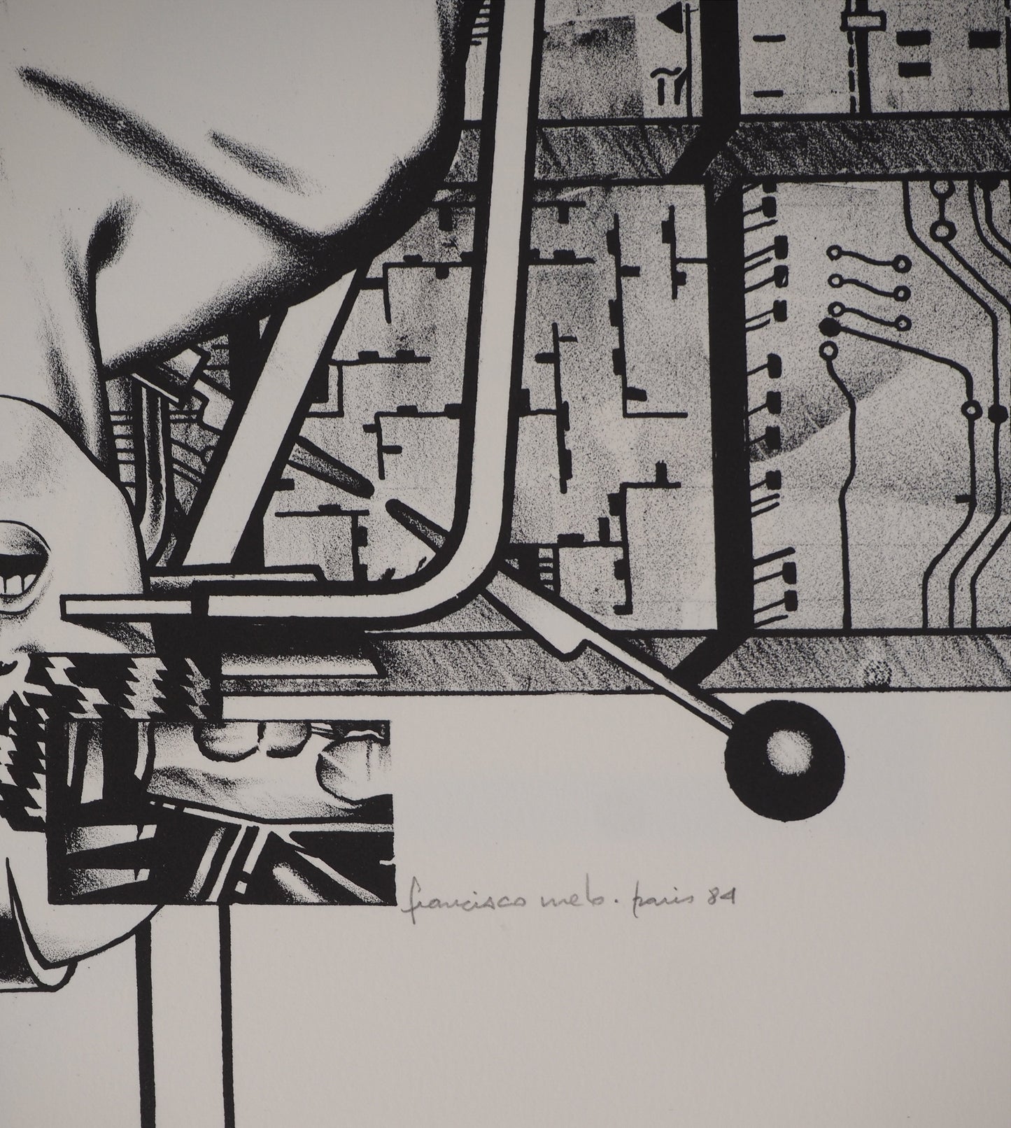 Francisco MELO : Nu féminin futuriste - Lithographie originale signée