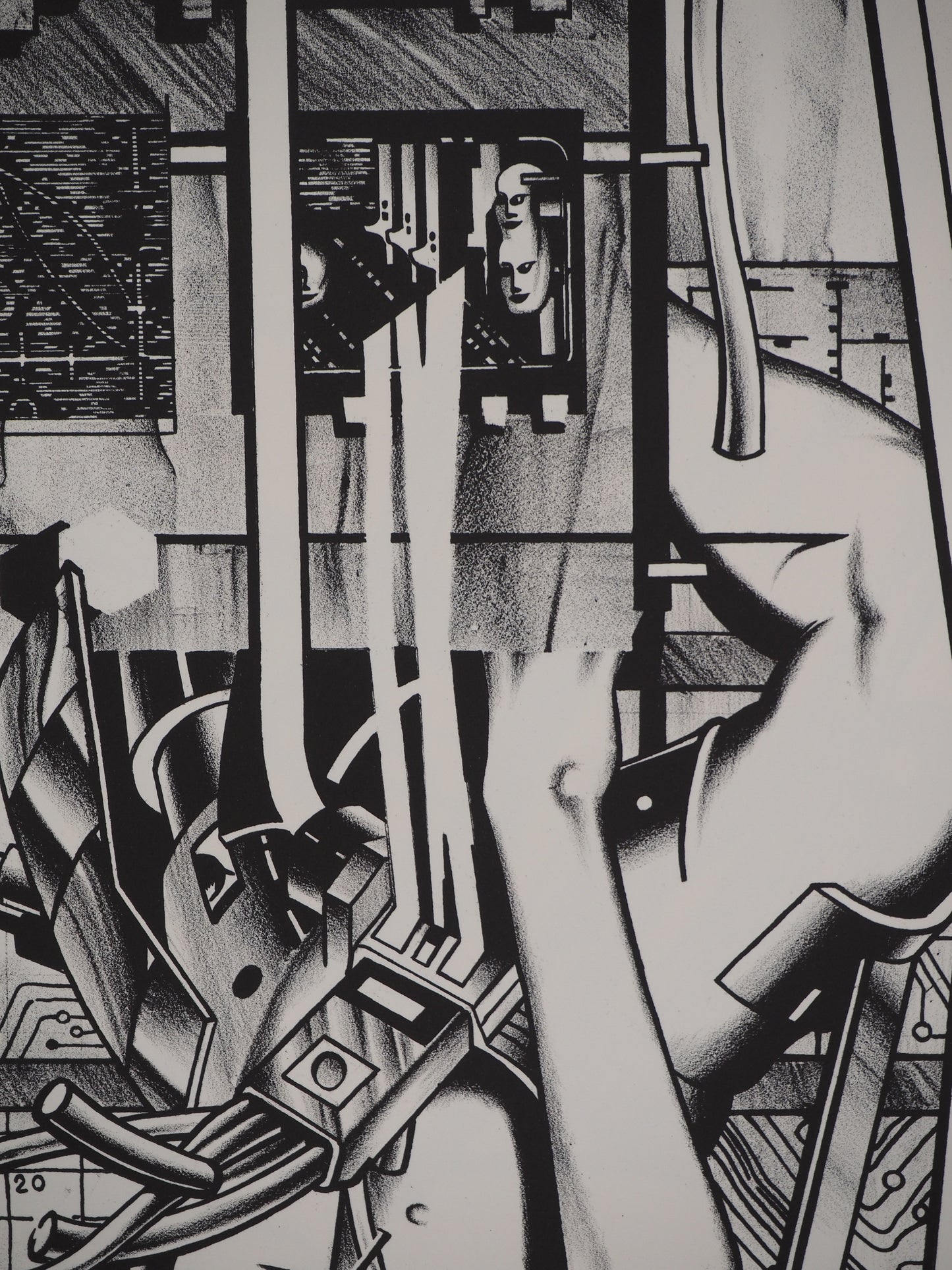 Francisco MELO : Nu féminin futuriste - Lithographie originale signée