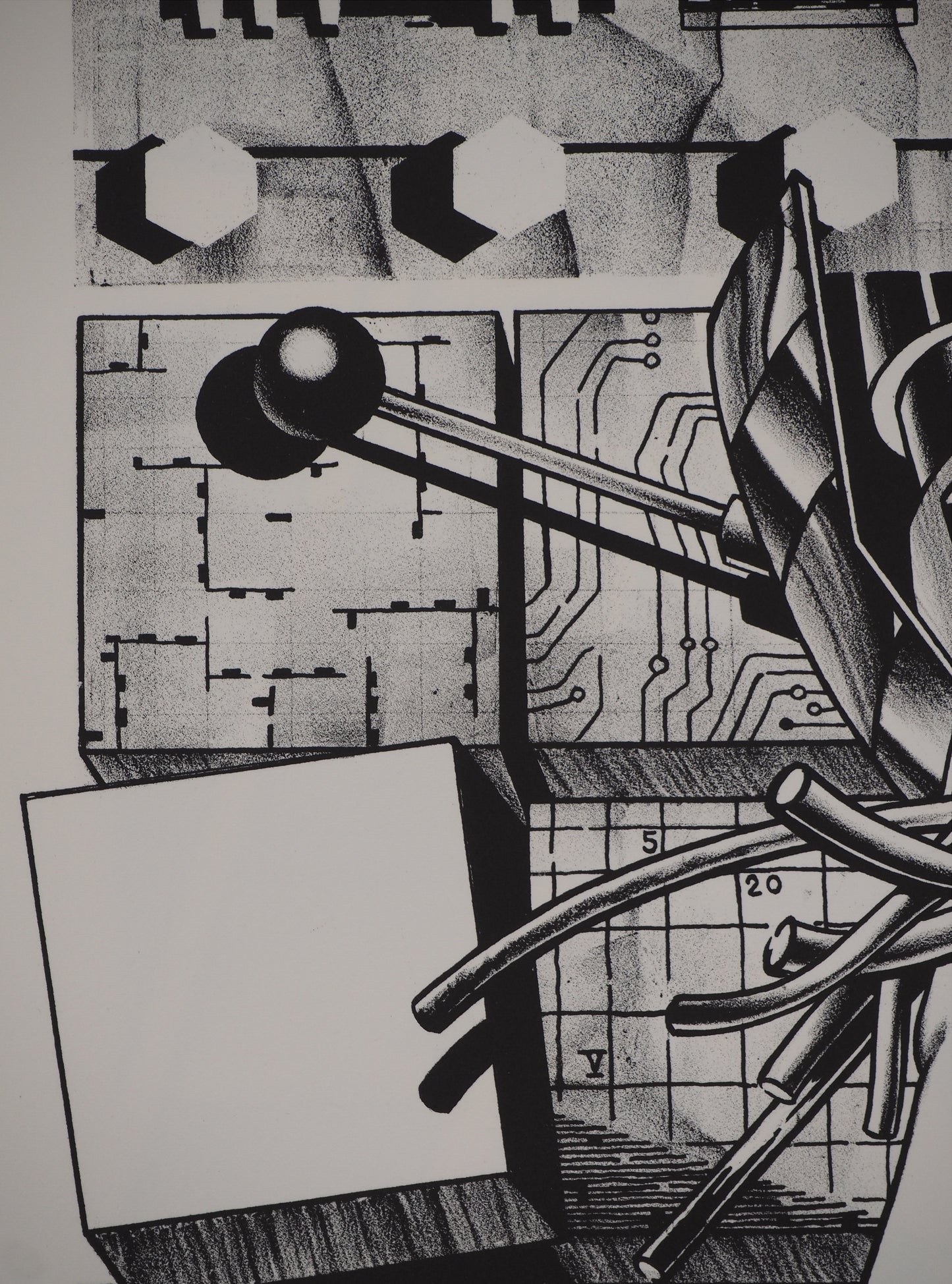 Francisco MELO : Nu féminin futuriste - Lithographie originale signée
