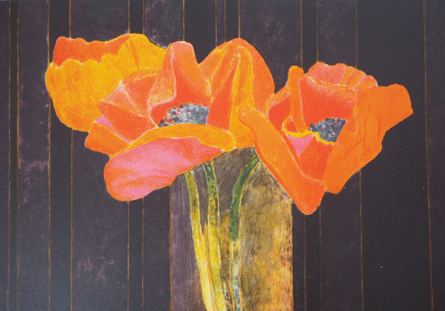 Pierre GARCIA FONS : Vase de coquelicots - Lithographie originale signée