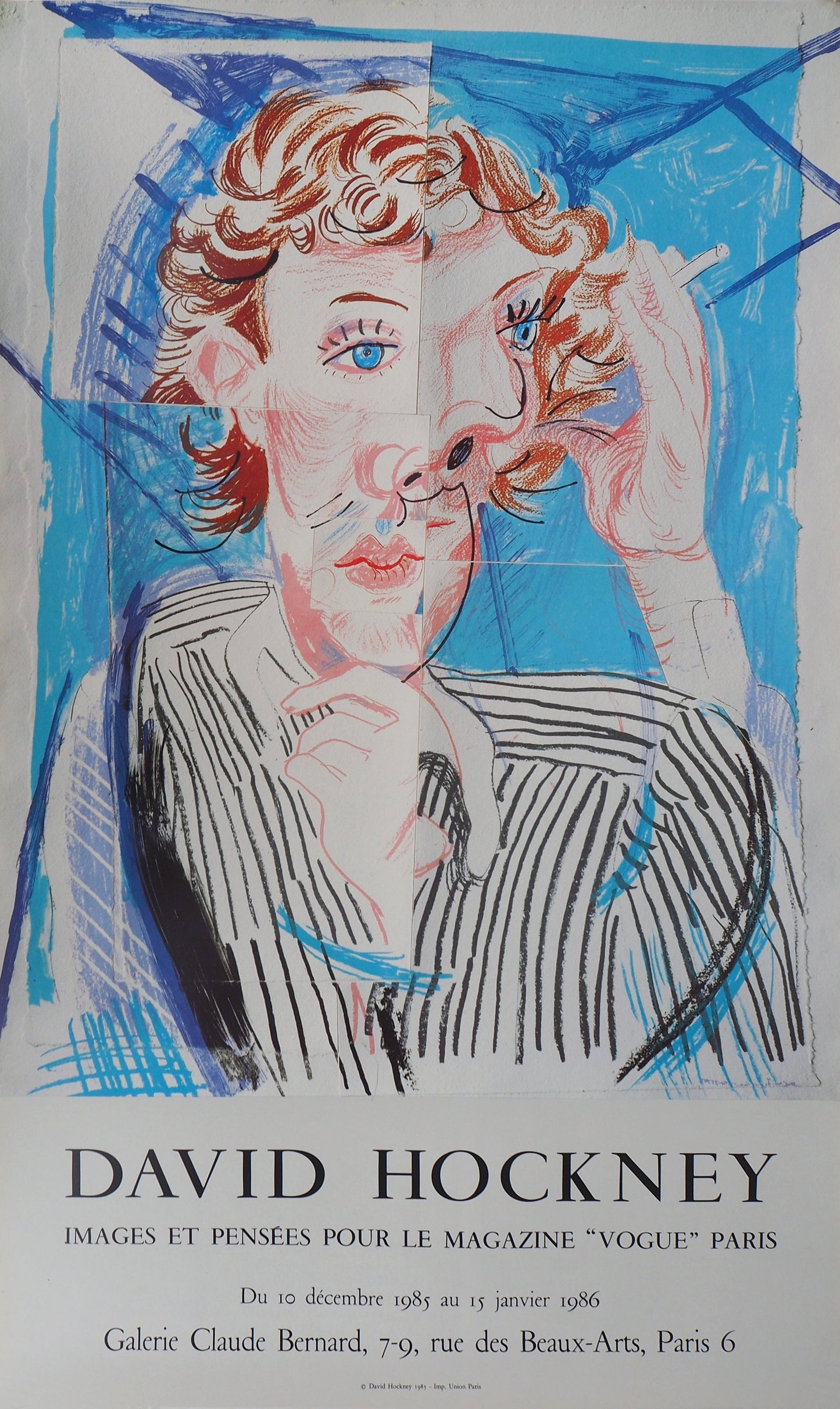 David HOCKNEY : Portrait cubiste, Vogue - Affiche originale en couleurs