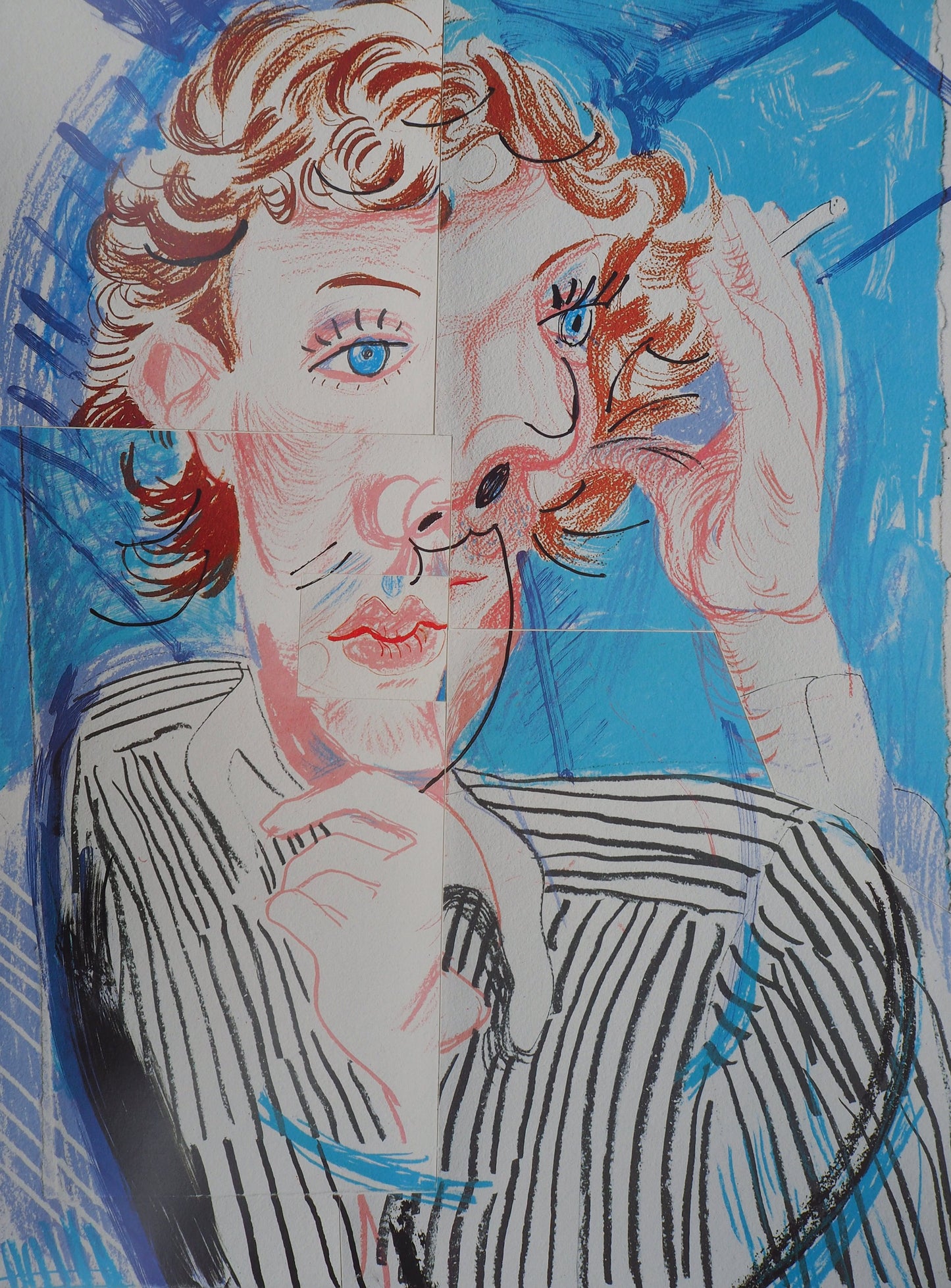 David HOCKNEY : Portrait cubiste, Vogue - Affiche originale en couleurs