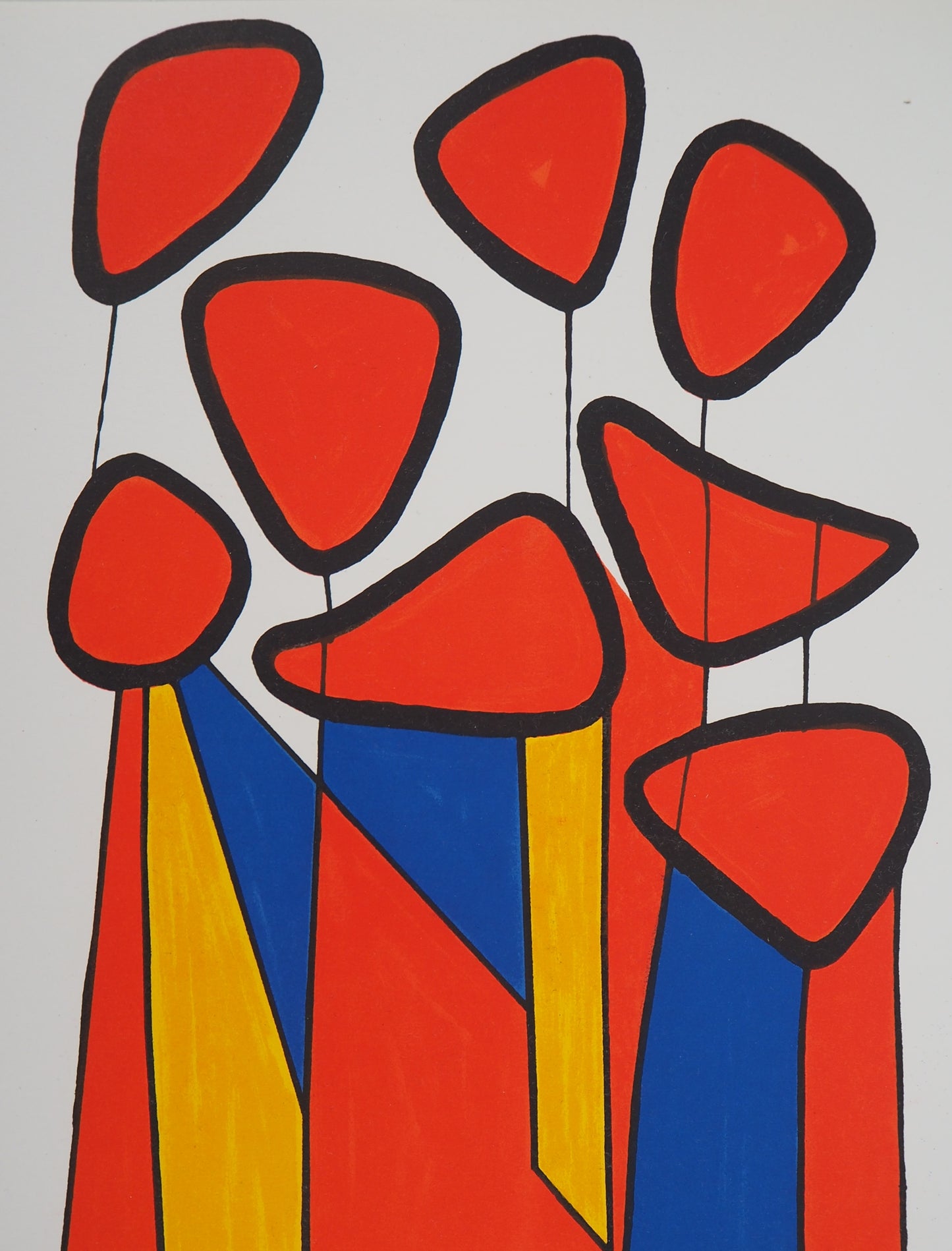 Alexander CALDER : Composition en bleu, rouge et jaune - Lithographie originale