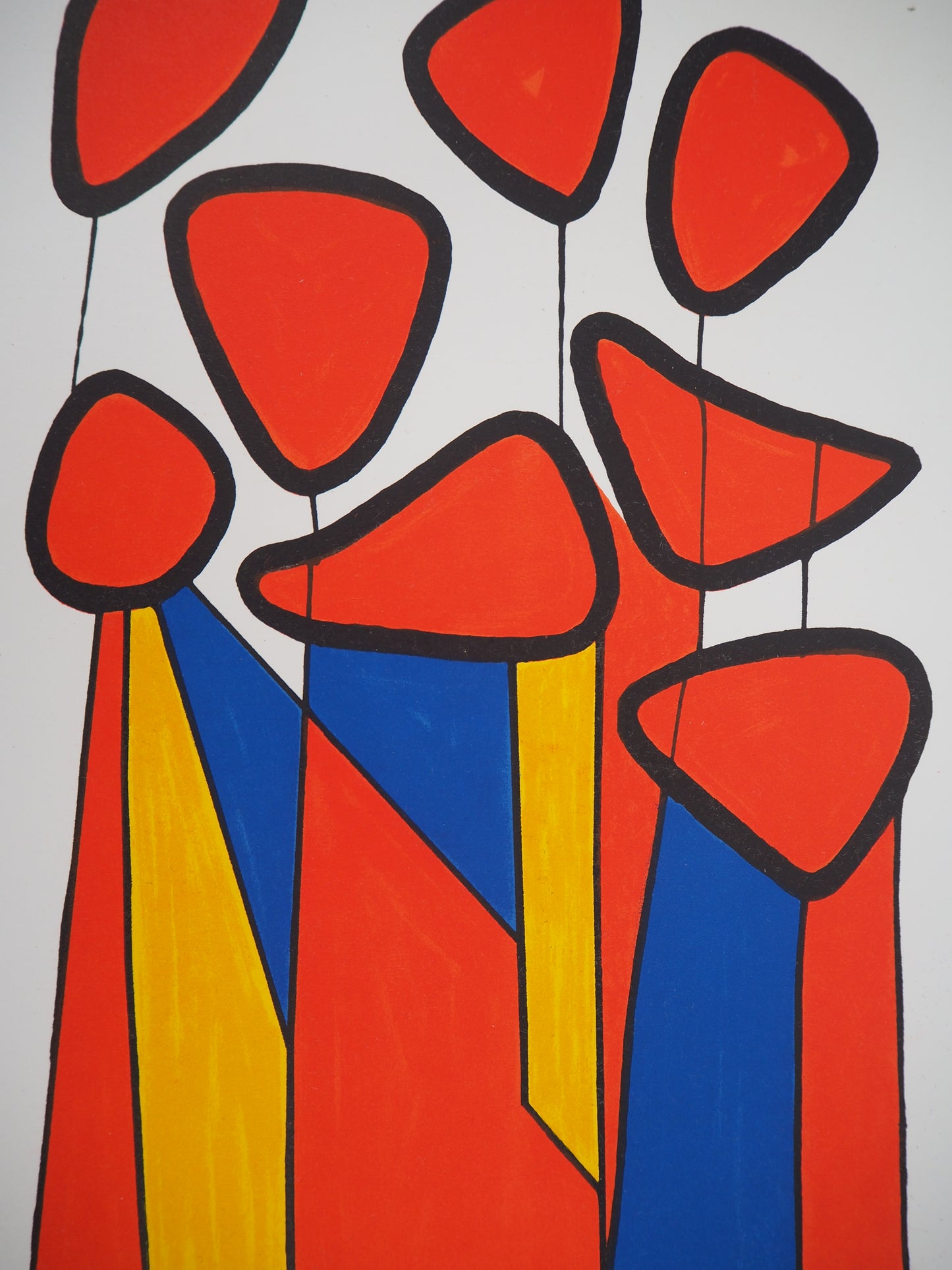Alexander CALDER : Composition en bleu, rouge et jaune - Lithographie originale