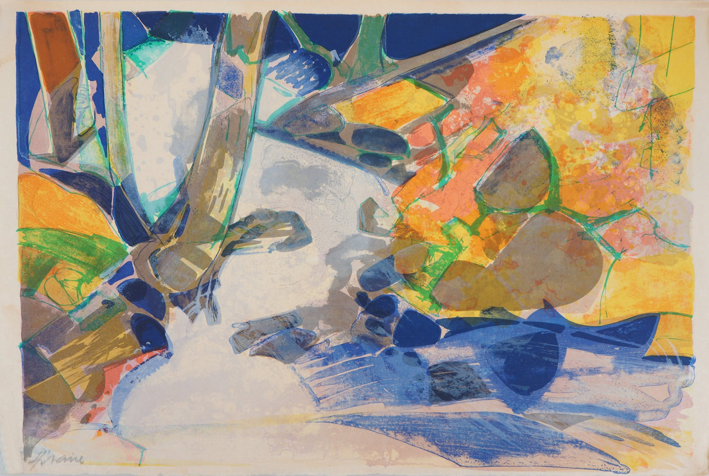 Camille HILAIRE : Paysage éclatant - Lithographie originale signée