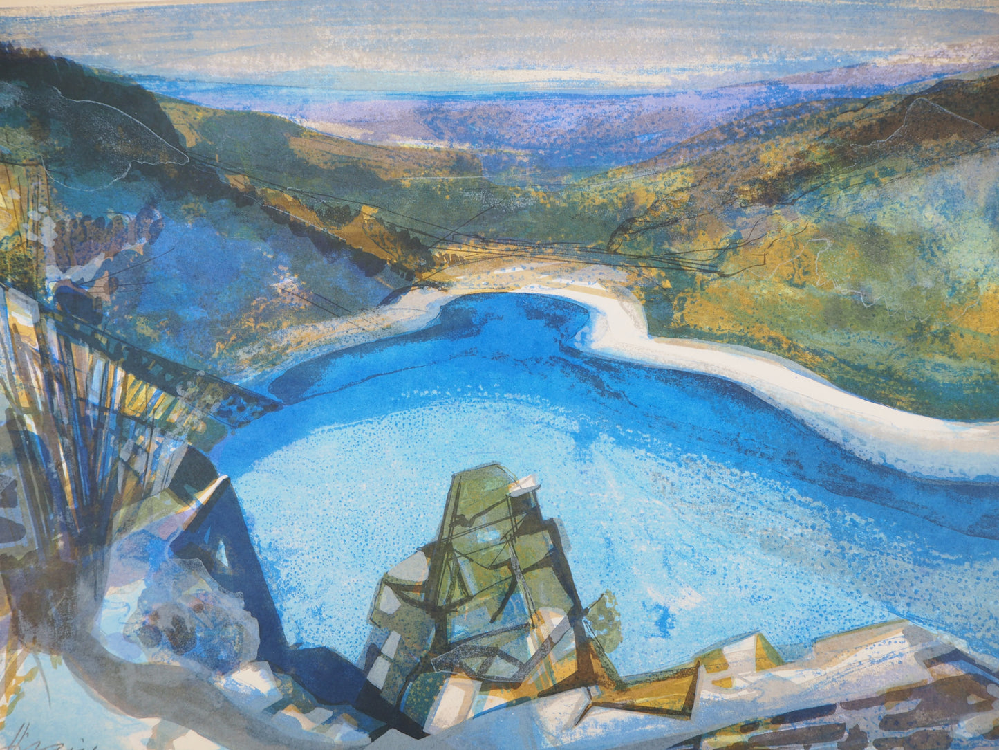 Camille HILAIRE : Le Lac de la Lauch - Lithographie originale signée