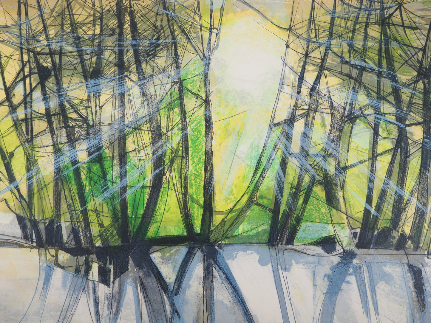 Camille HILAIRE : Soleil couchant sur L'Andlau - Lithographie originale signée