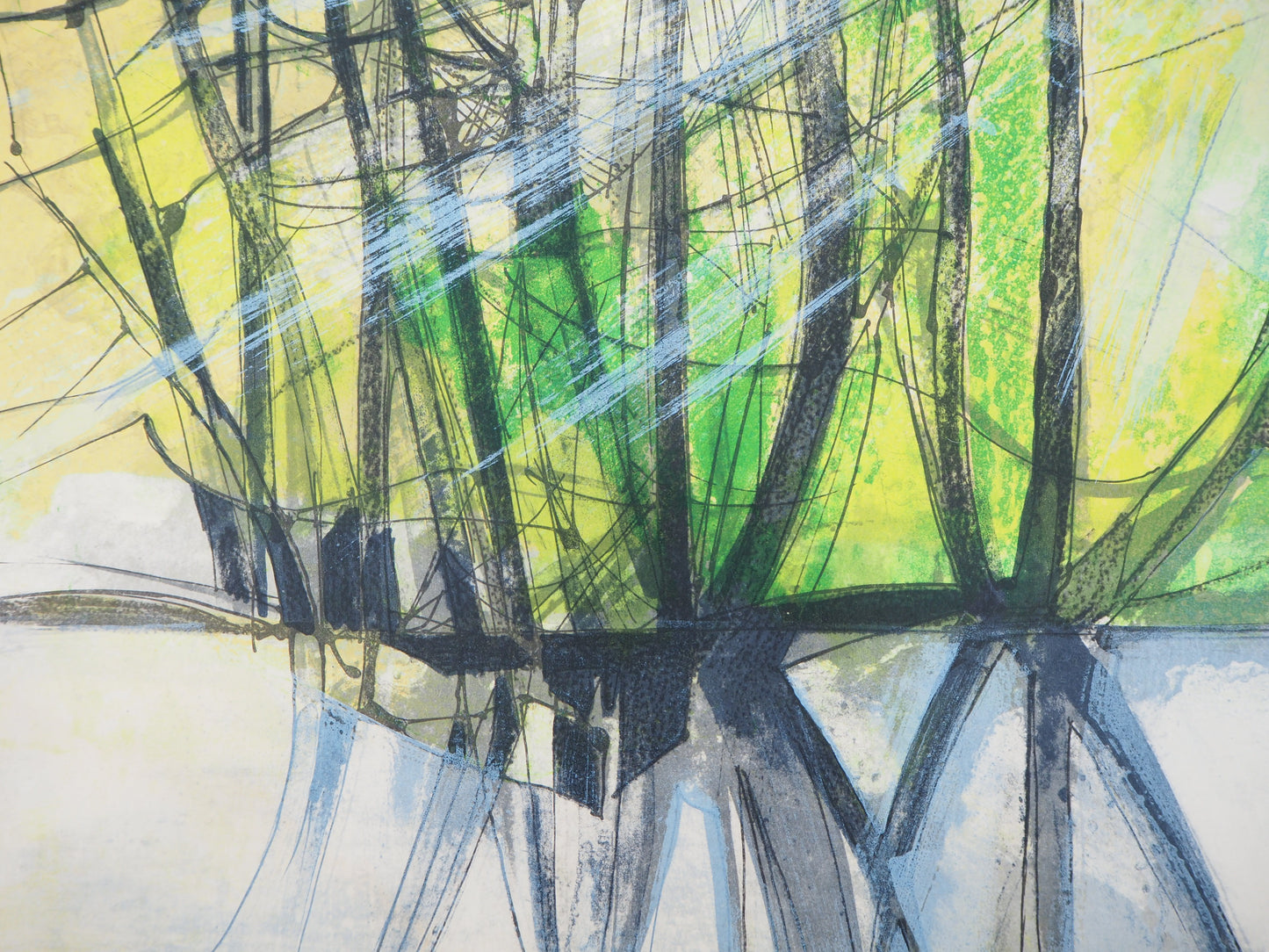 Camille HILAIRE : Soleil couchant sur L'Andlau - Lithographie originale signée