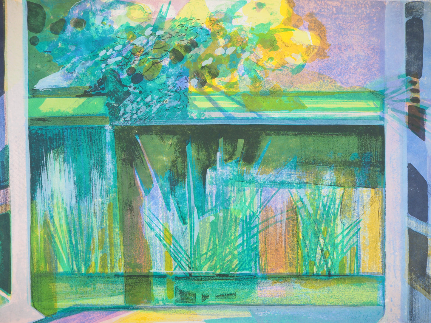 Camille HILAIRE : Terrasse avec vue sur la Zorn - Lithographie originale signée