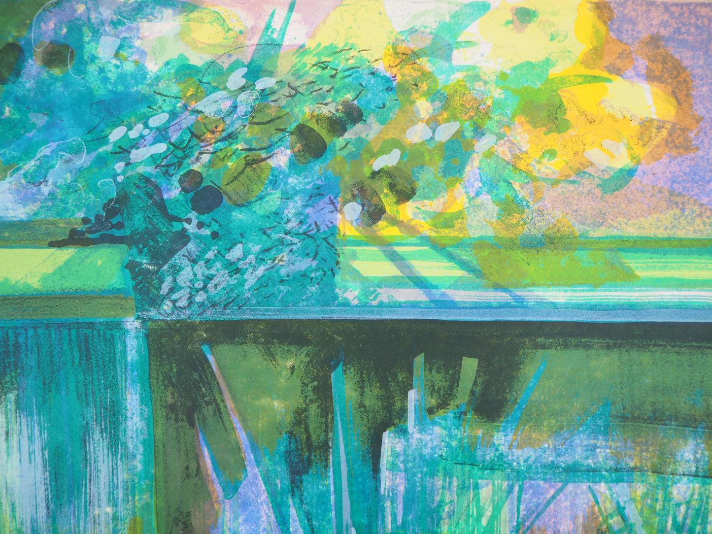 Camille HILAIRE : Terrasse avec vue sur la Zorn - Lithographie originale signée