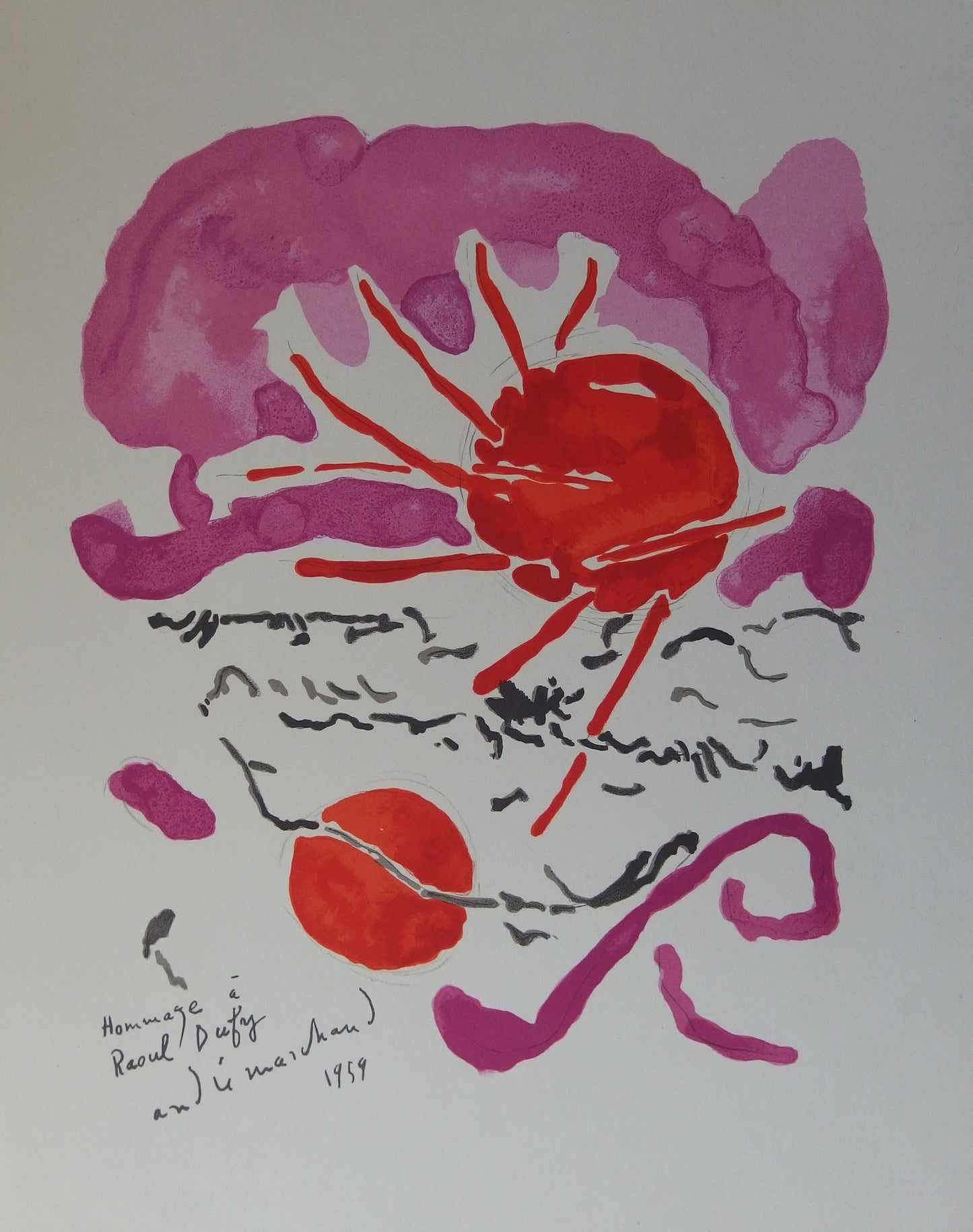 André MARCHAND : Soleil Couchant - Lithographie originale signée