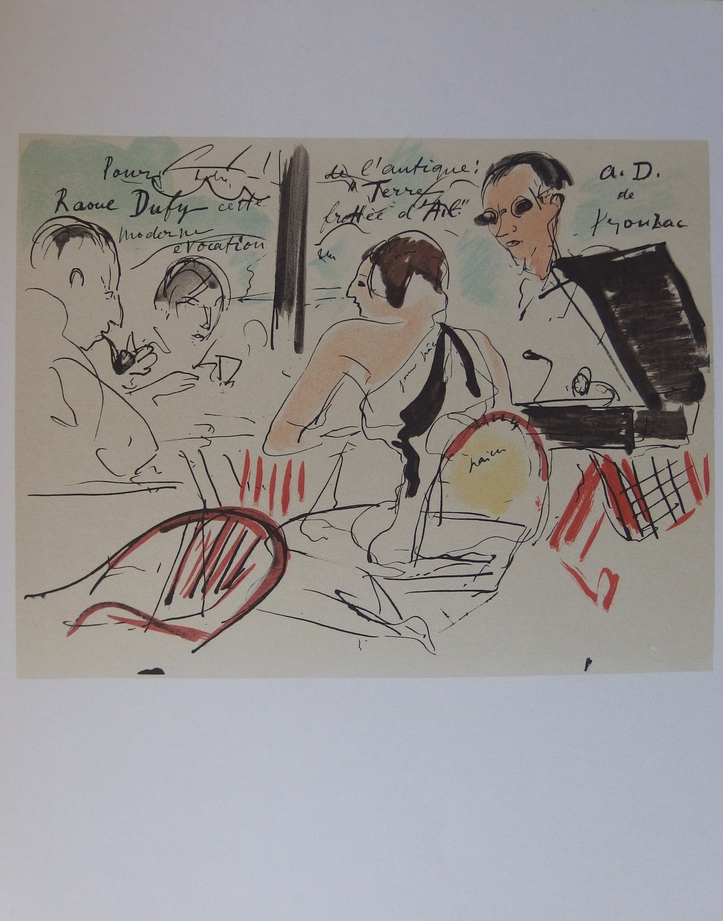 André DUNOYER DE SEGONZAC : A la terrasse d'un café - Lithographie originale signée