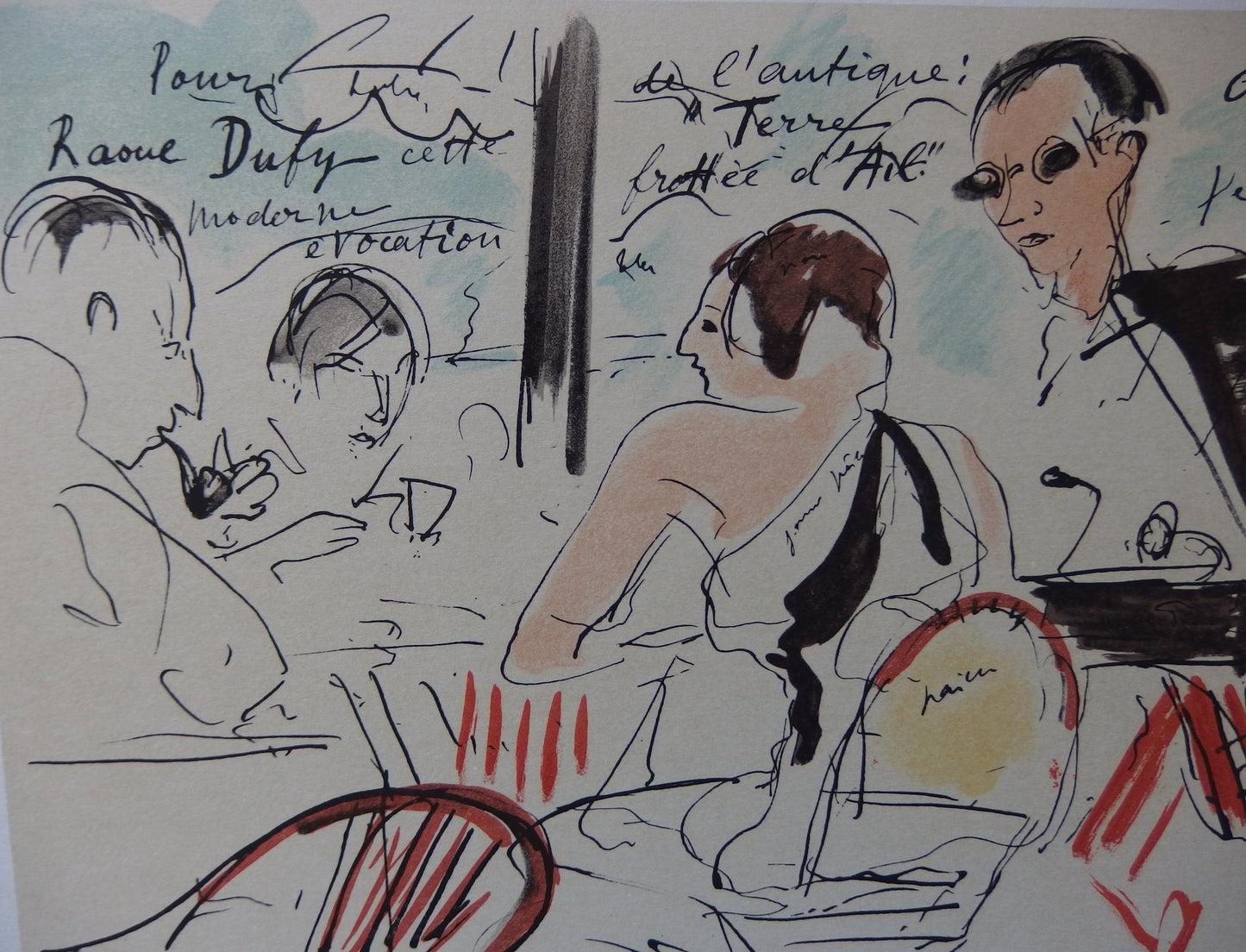 André DUNOYER DE SEGONZAC : A la terrasse d'un café - Lithographie originale signée